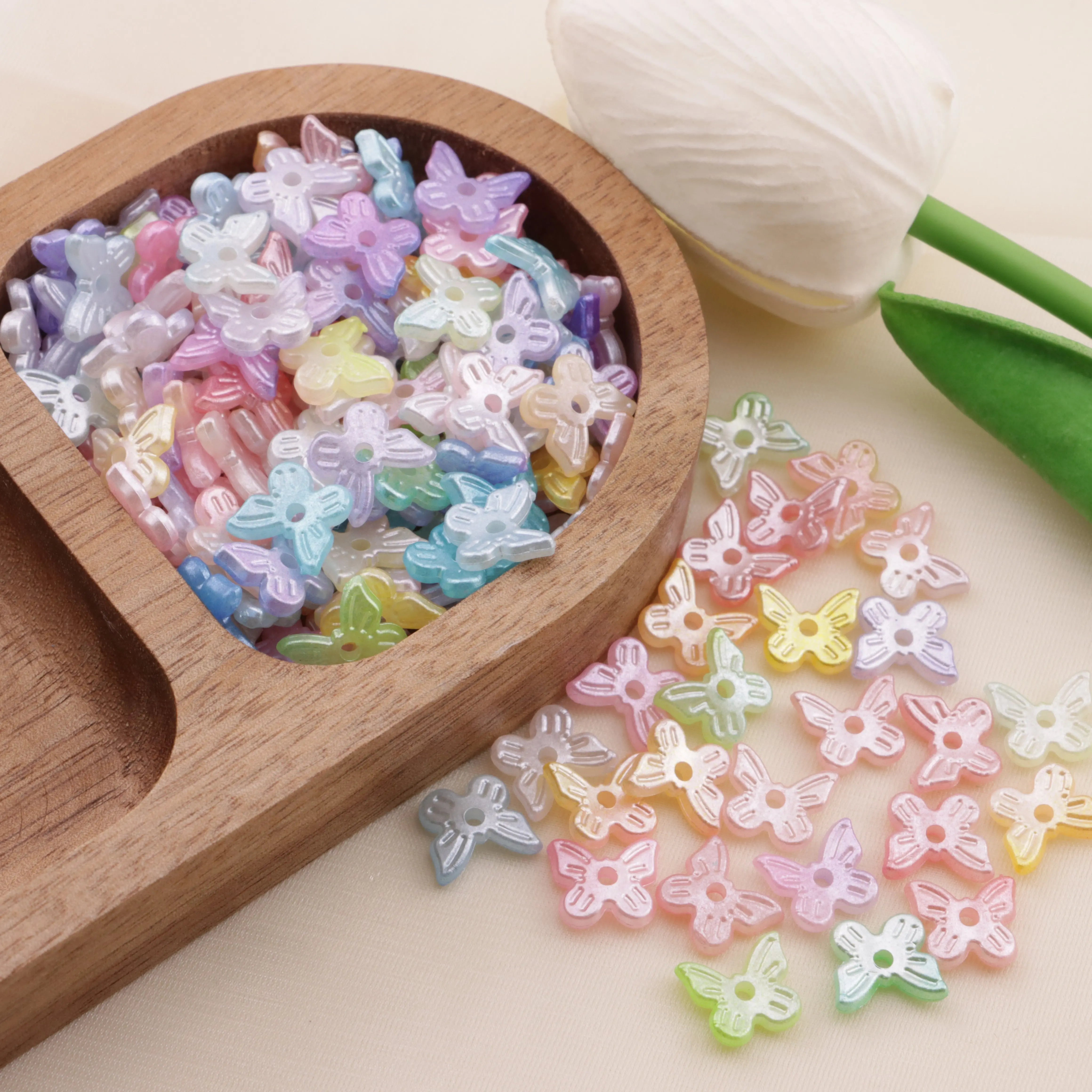 Approximately 10×11mm Pearl Looking Butterfly With Hole Acrylic Beads Zoe's DIY Shop