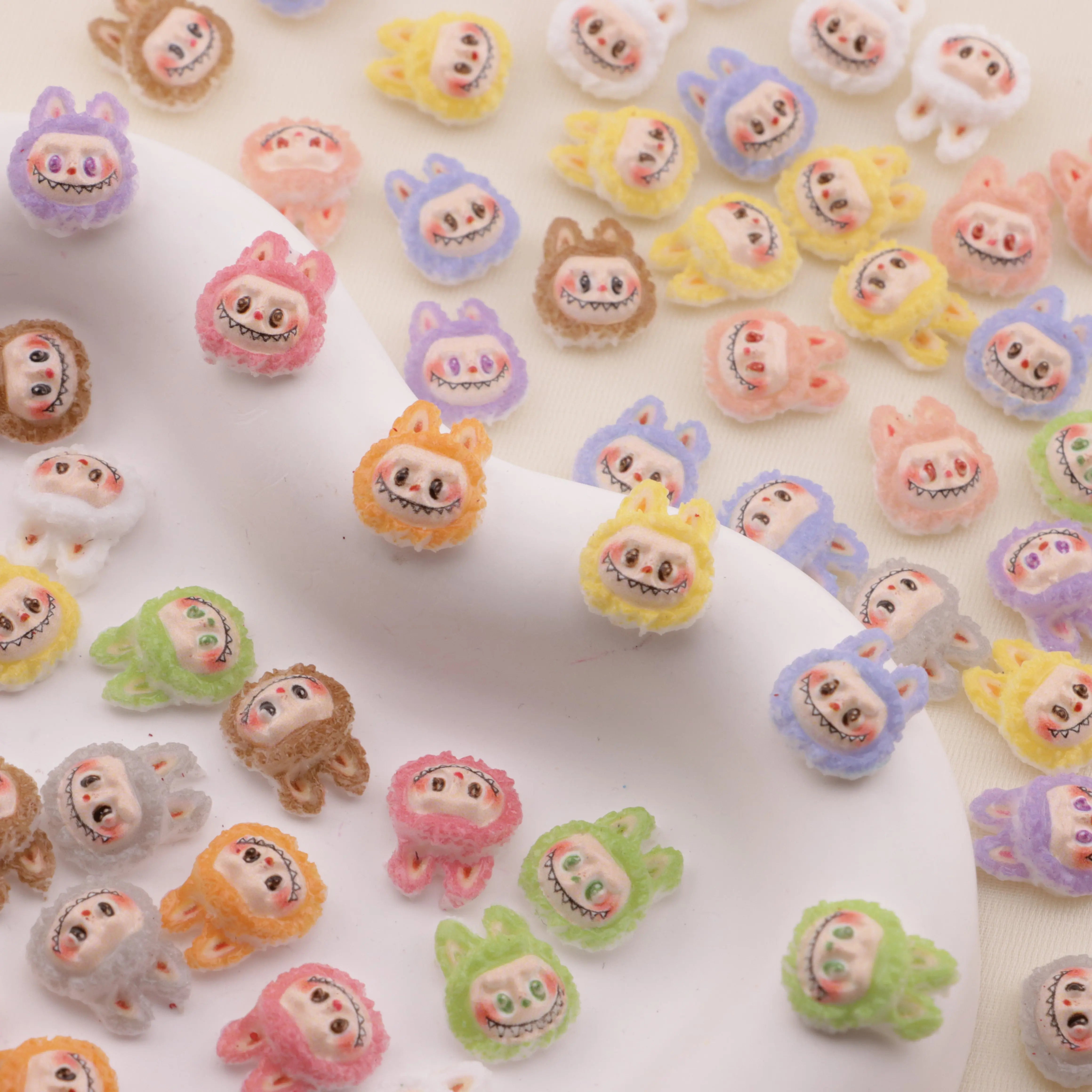 Approximately 10mm Labubu Head Resin Nail Charms Zoe's DIY Shop