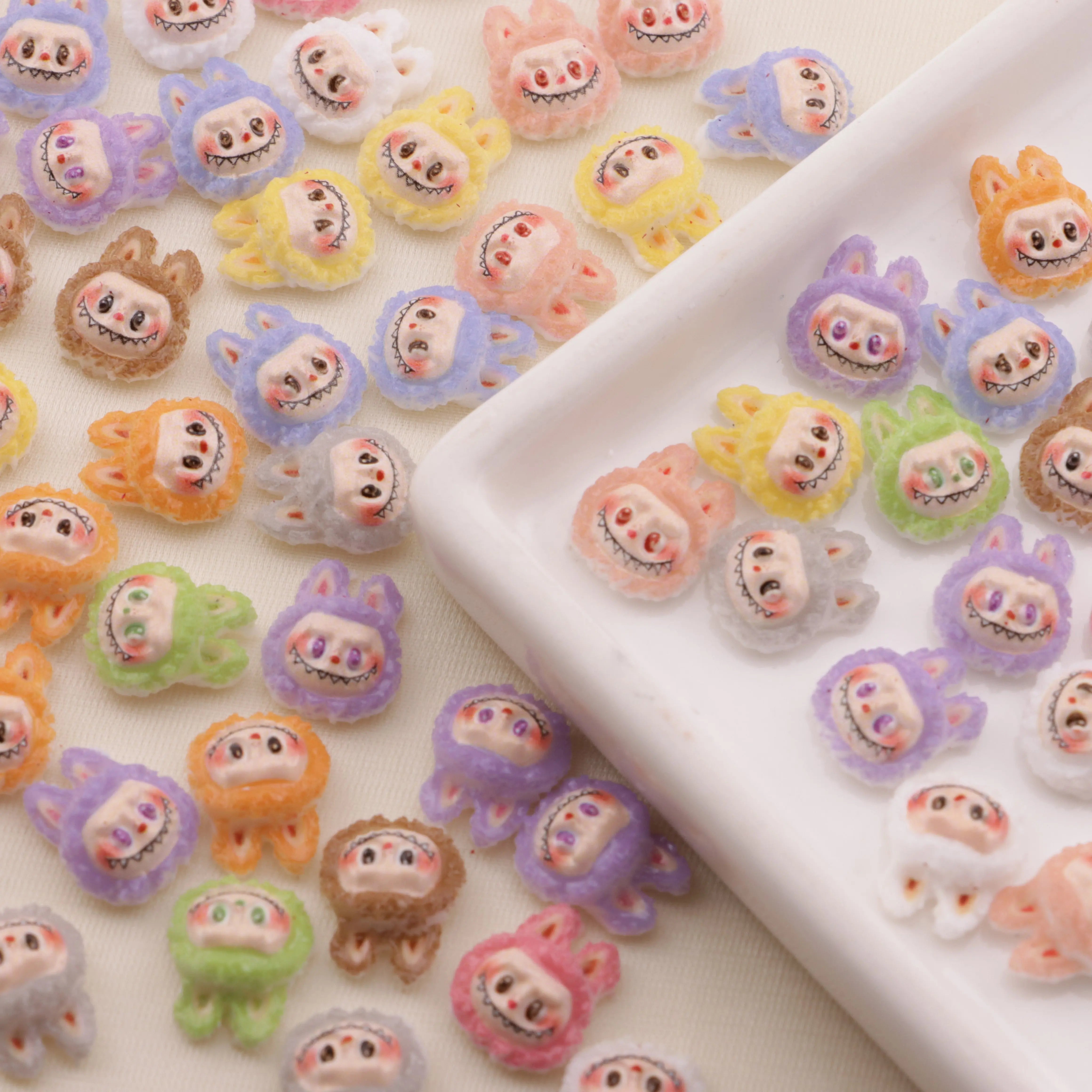 Approximately 10mm Labubu Head Resin Nail Charms Zoe's DIY Shop
