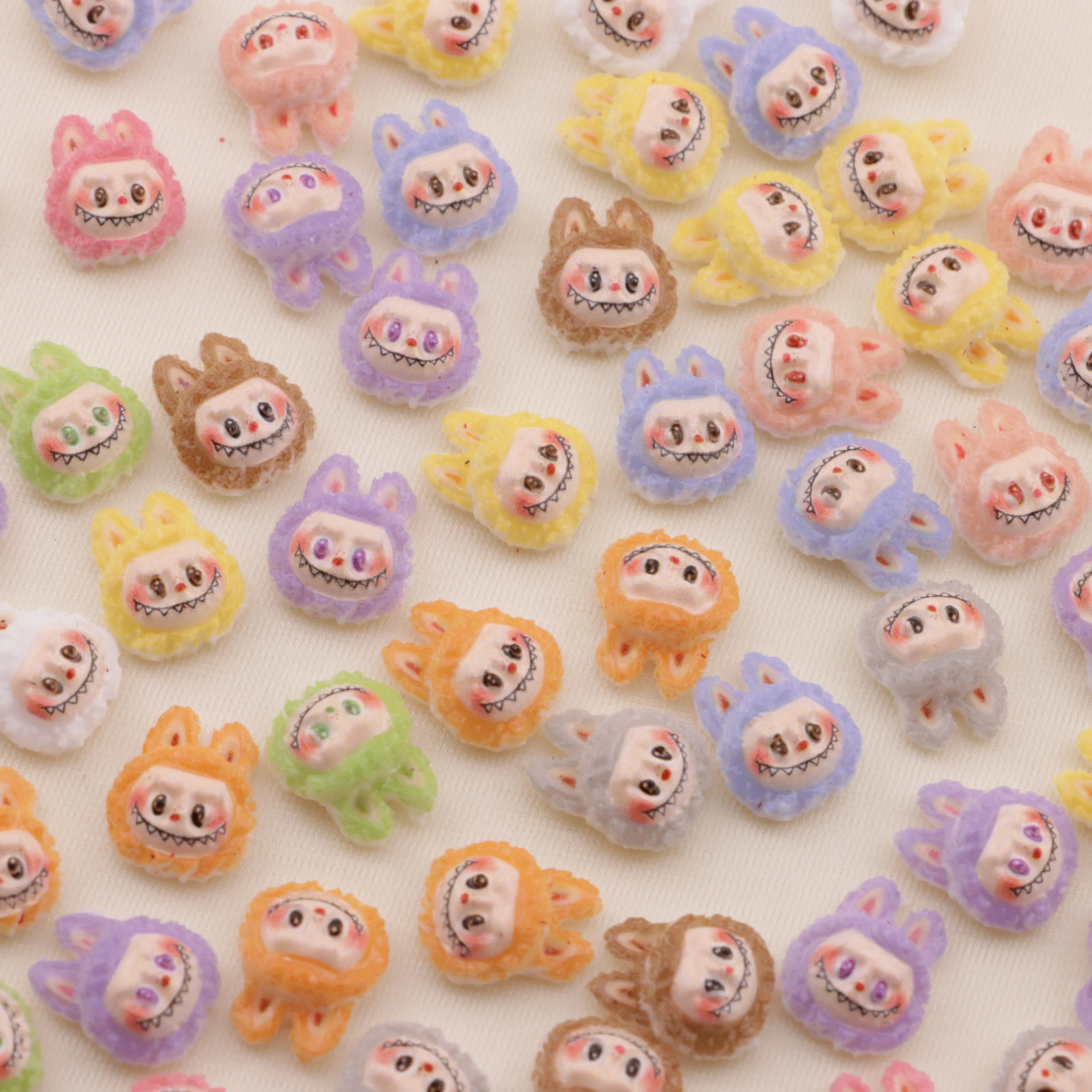 Approximately 10mm Labubu Head Resin Nail Charms Zoe's DIY Shop