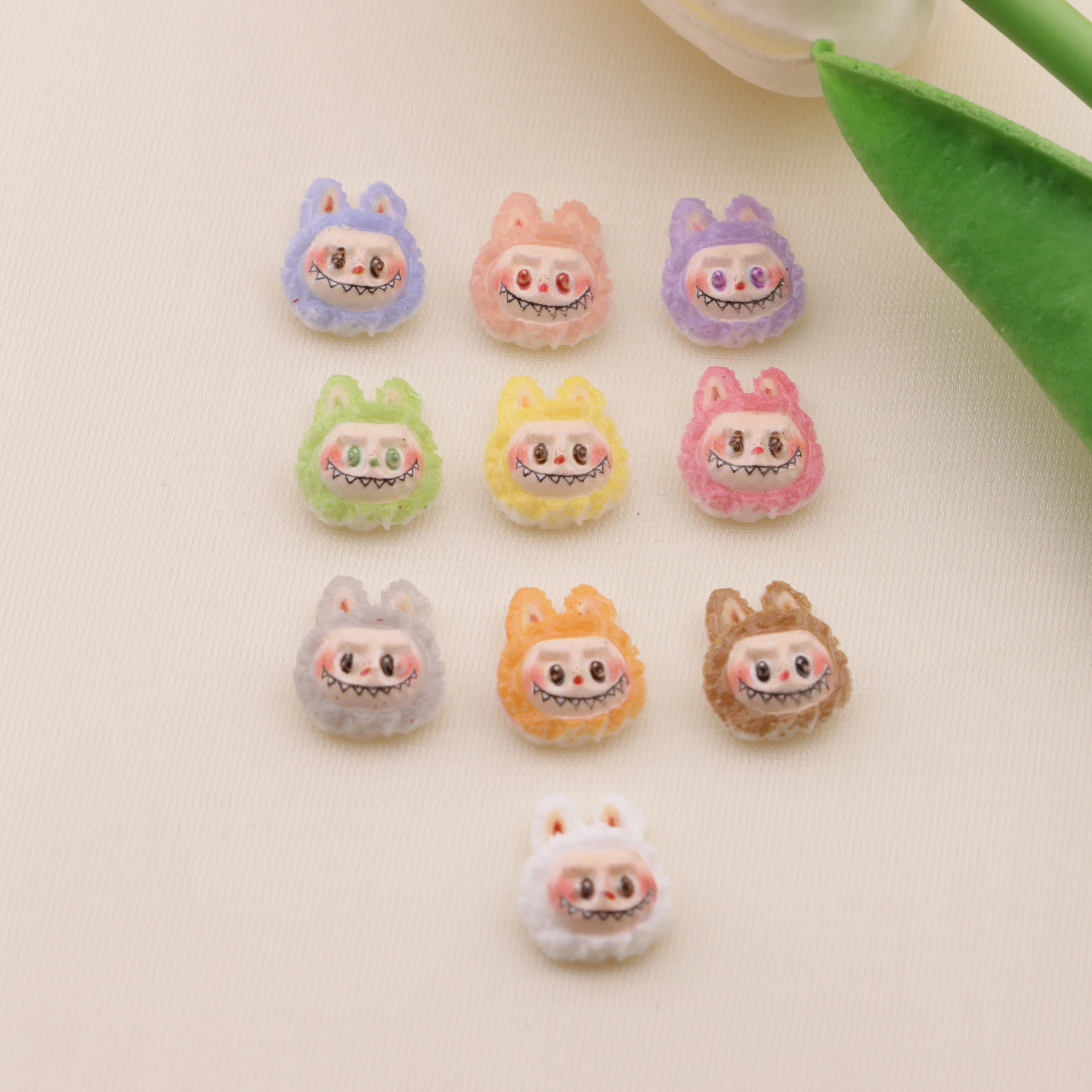 Approximately 10mm Labubu Head Resin Nail Charms Zoe's DIY Shop