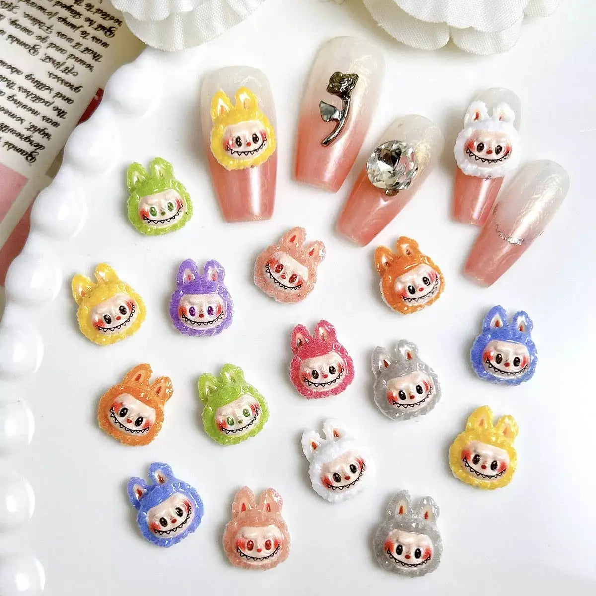 Approximately 10mm Labubu Head Resin Nail Charms Zoe's DIY Shop