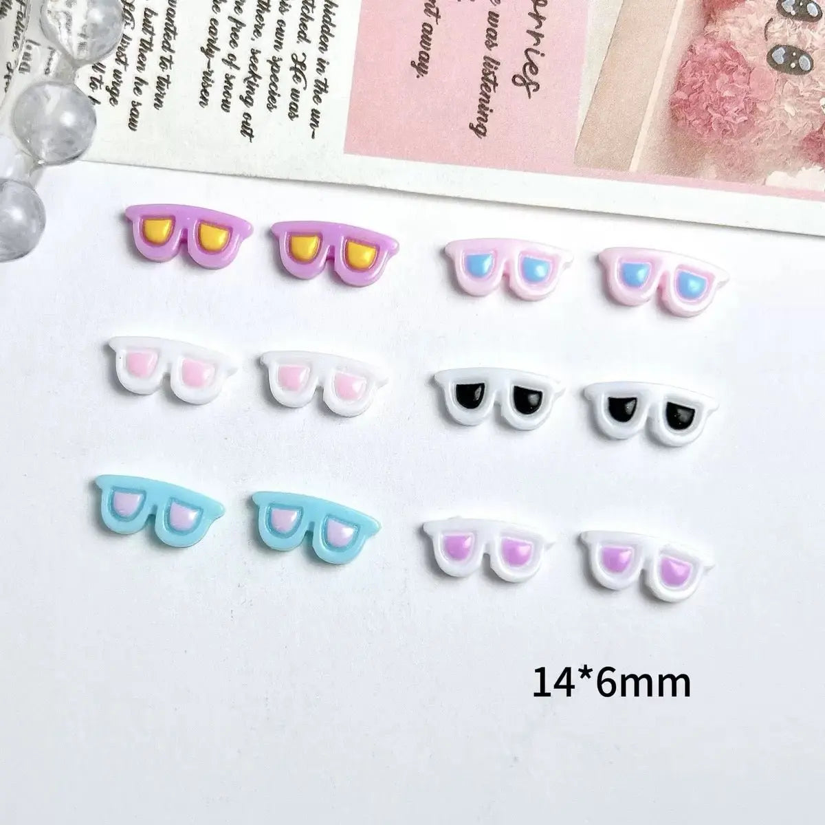 Approximately 14×6mm Luminous Sunglasses Nail  Charms Zoe's DIY Shop