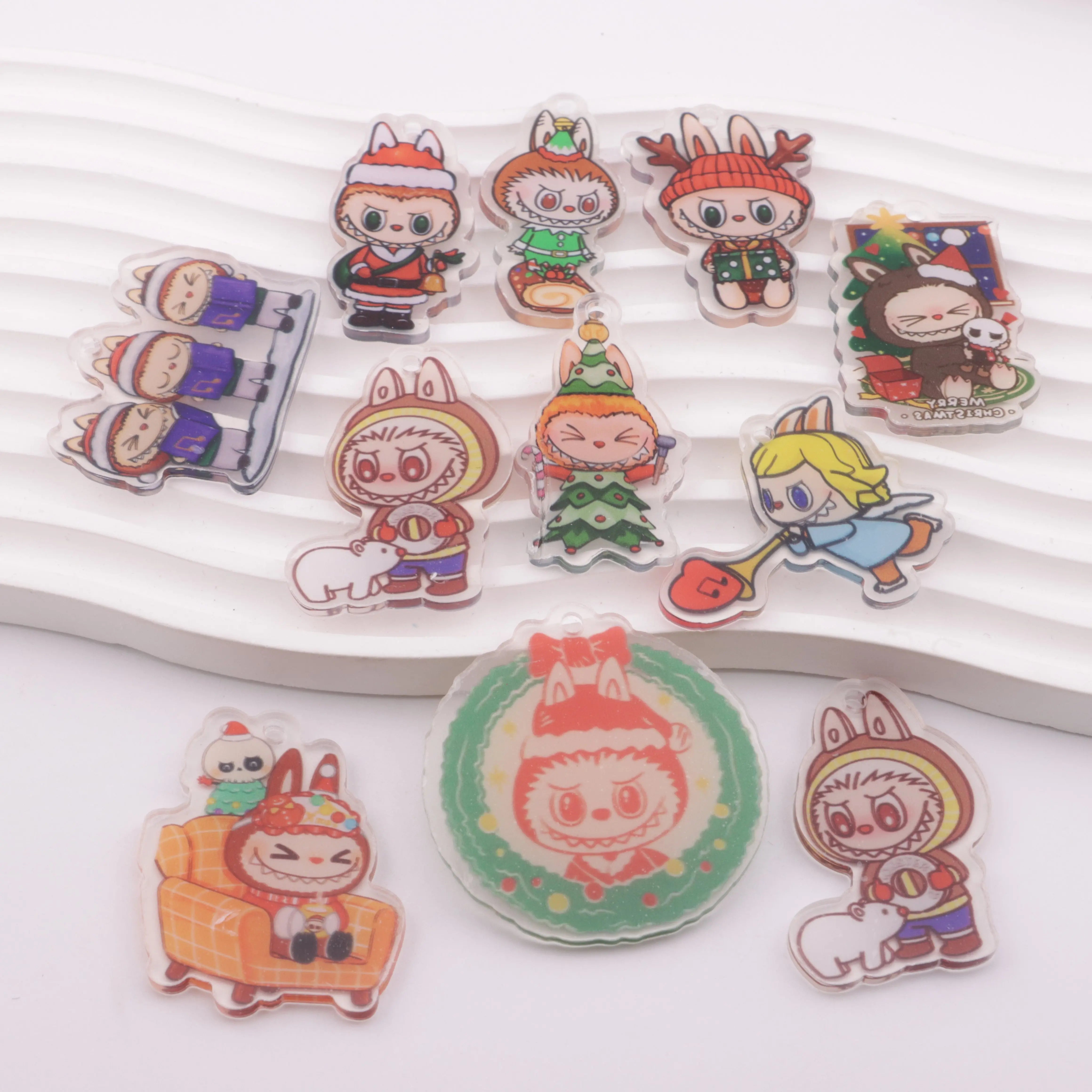약 4-5 Cm Labubu 크리스마스 아크릴 패치 Zoe's DIY Shop