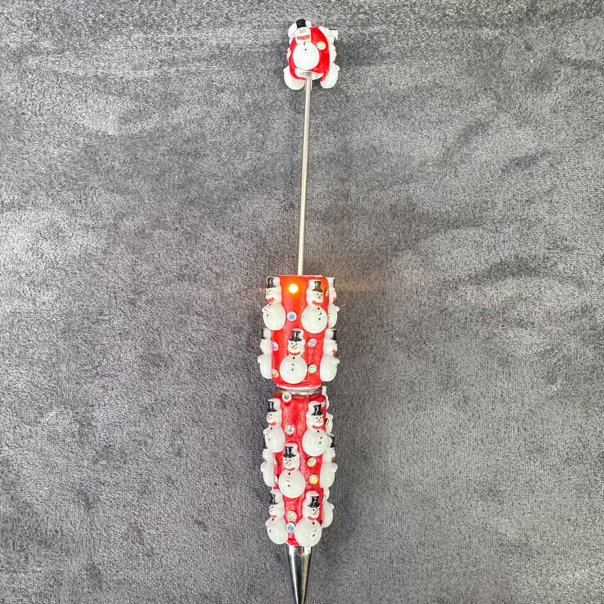 Gingerbread Man Santa Claus Tree and AB Rhinestones Beadable Clay Pens, Christmas Series,Red Clay Base