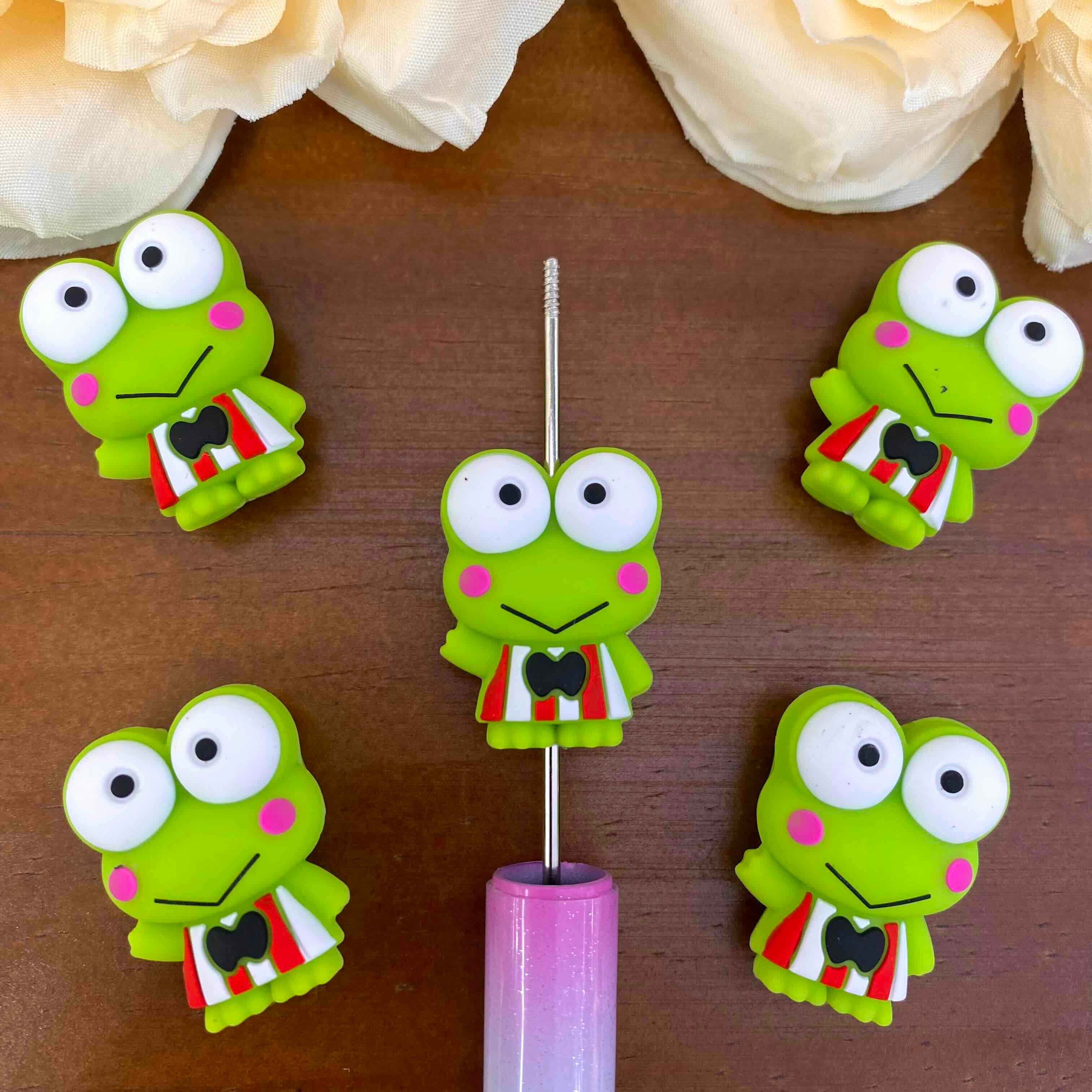 FS20555-3D Big Eyes Frog Silicone Focal Beads