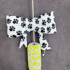 About 60×53mm Bow Printed Paws Silicone Focal Bead, DIY Pen Making Supply