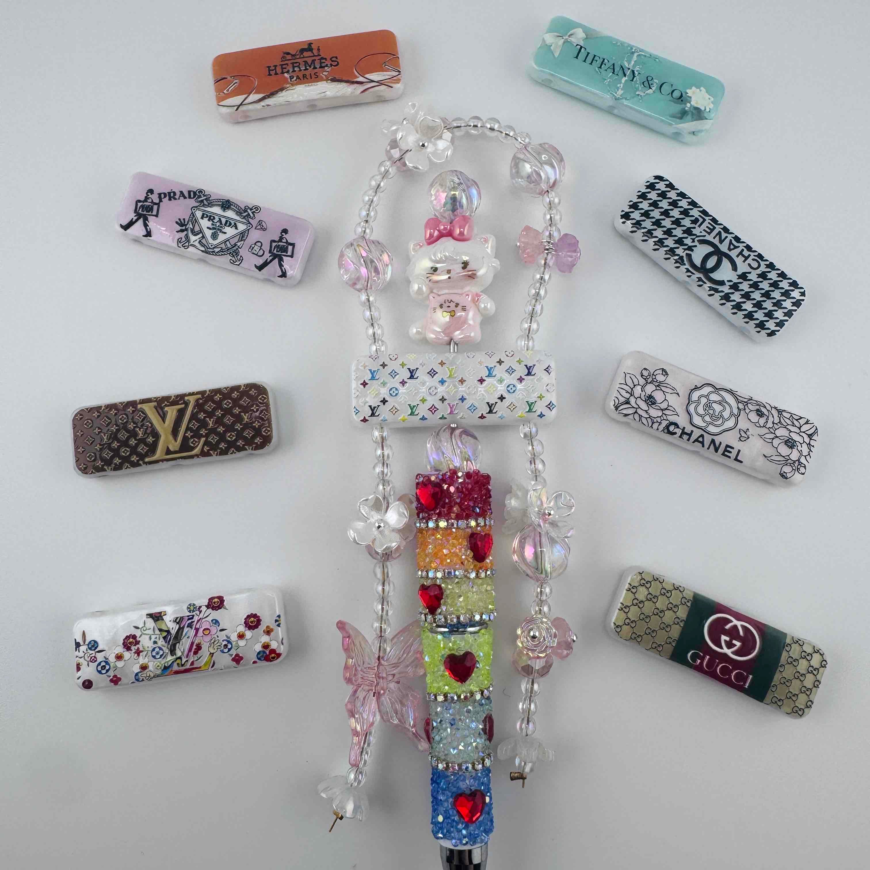 FS20016-Random Mixed Printed Acrylic 3 Hole Beads