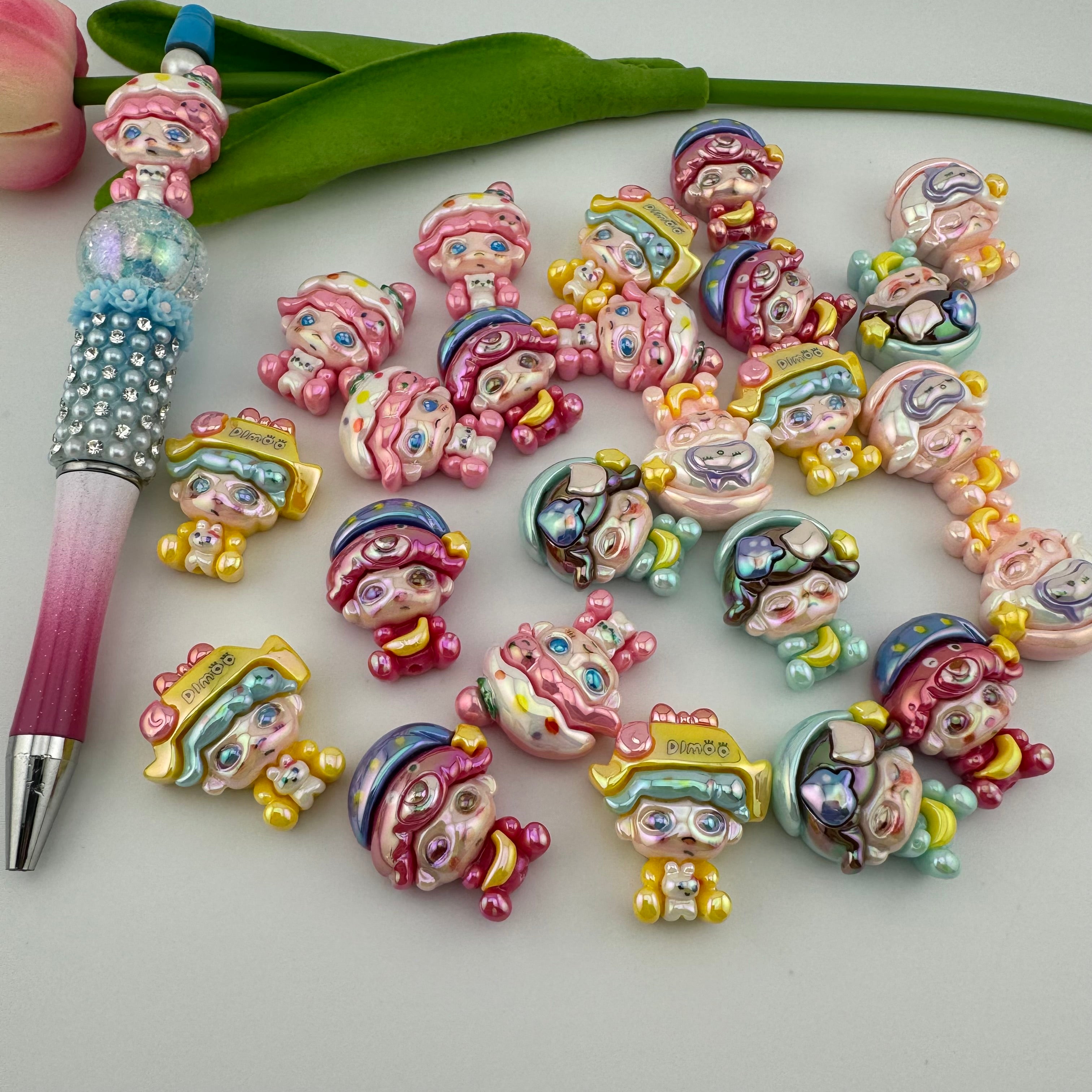 20 Pieces Cute Pop Mart Resin Beads