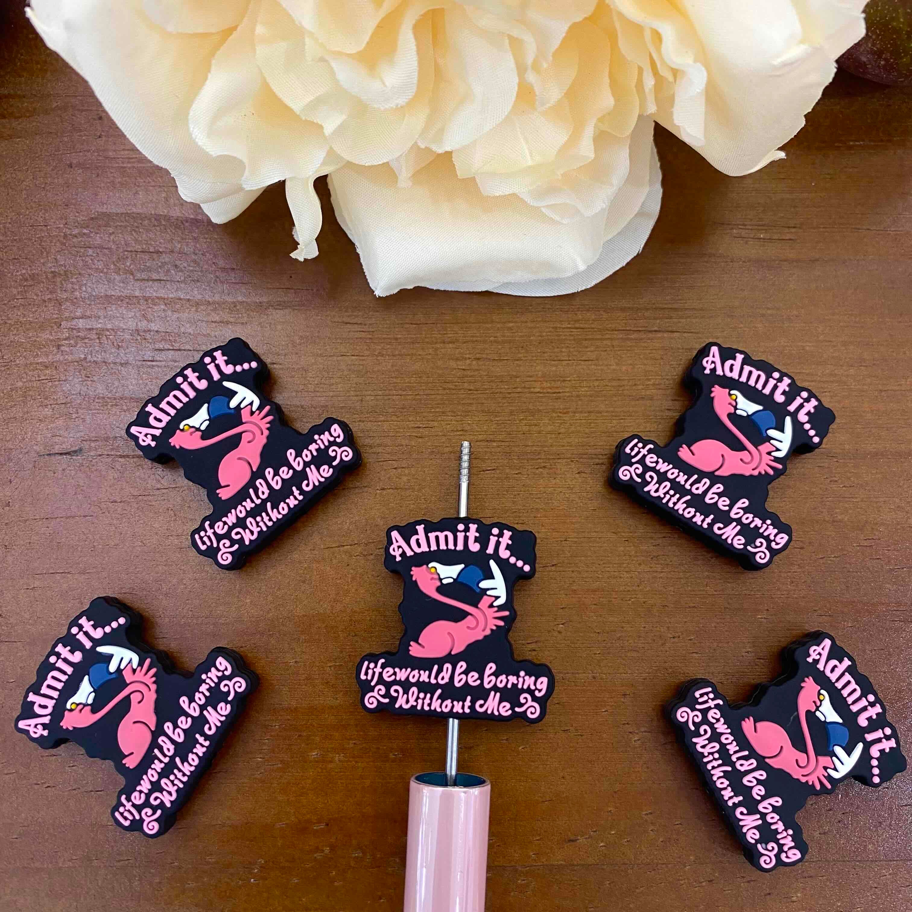 FS20172-Sassy Flamingo Flat Silicone Focal Beads