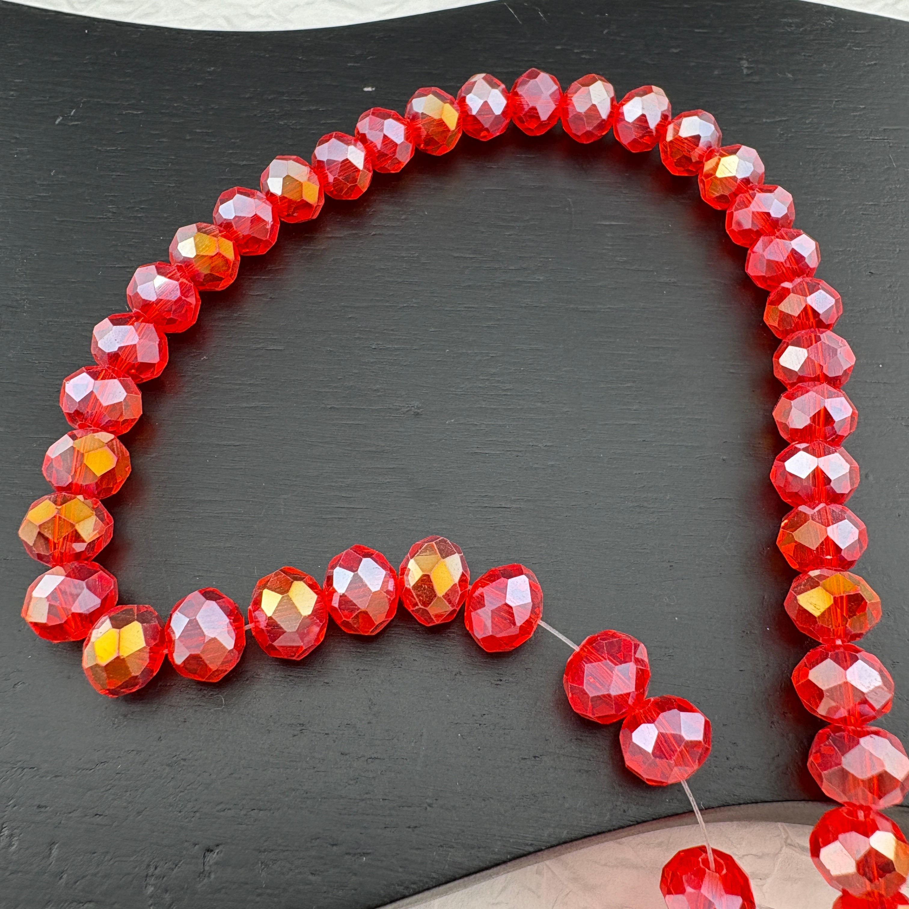 FS2525- 8mm Christmas Red AB Crystal Glass Beads