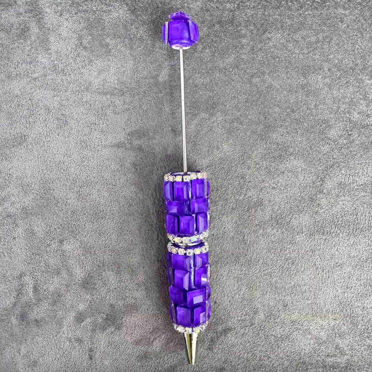 Beadable Pens with Multifaceted Square Crystal, Various Colors