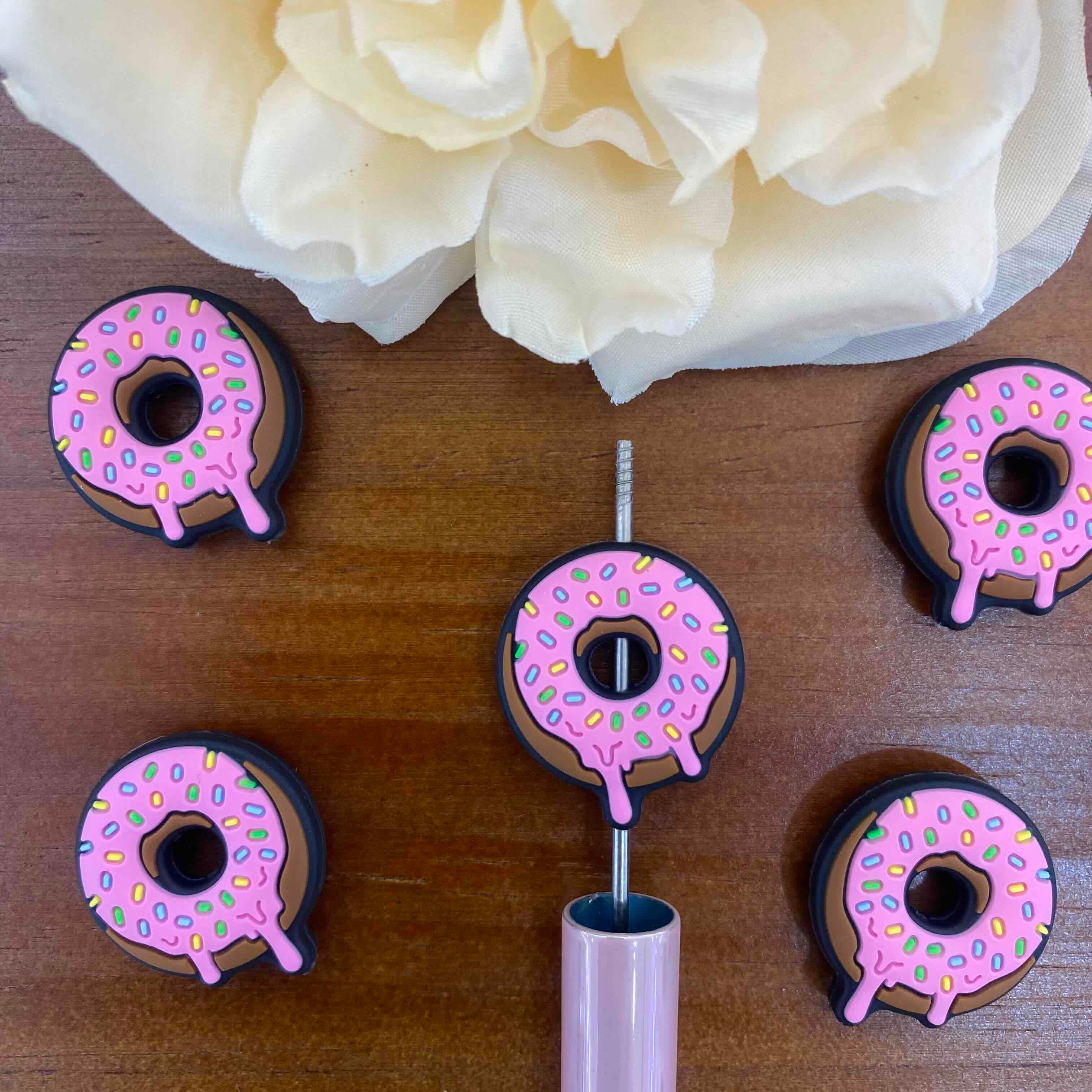 FS20094-Pink Donut Flat Silicone Focal Beads