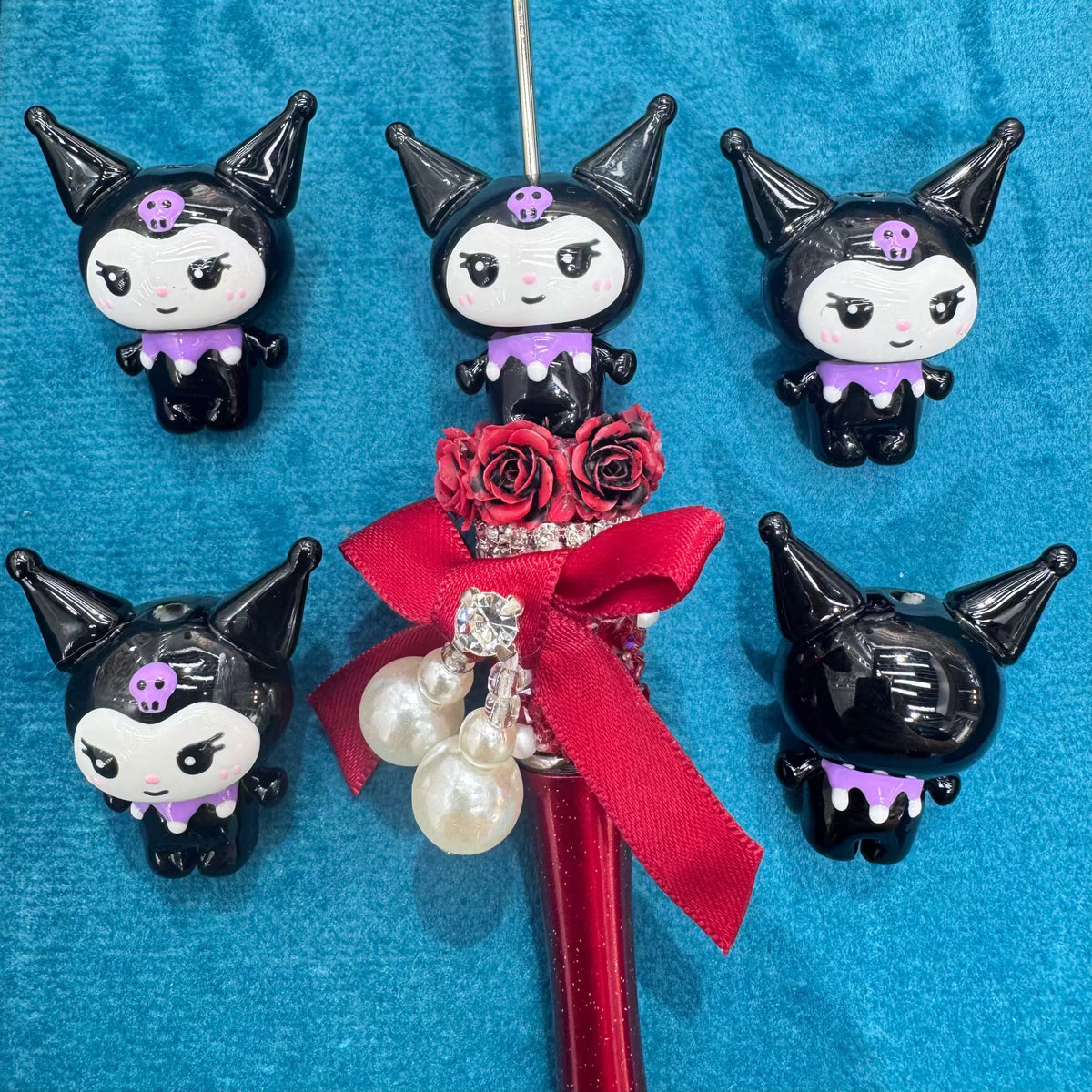3D kuromi Acrylic Hand Painted Beads For Beadable Pens Keychain Jewelry Making