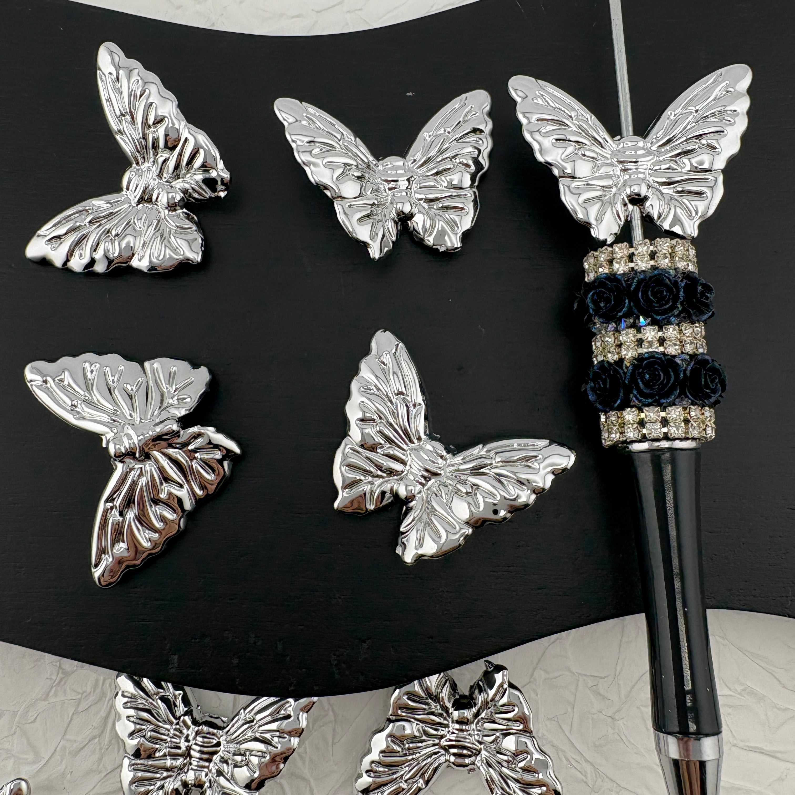 FS2530- Silver Butterfly Beads Fit for Pens