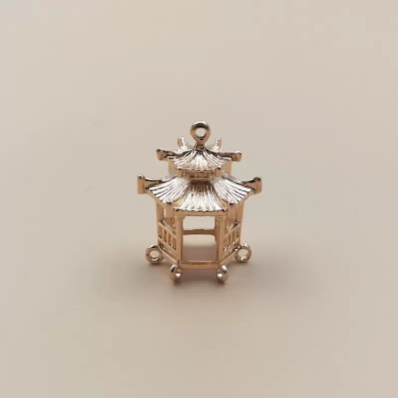 KC Gold  Hollow Cage Beaded Charm Pendant for DIY Jewelry