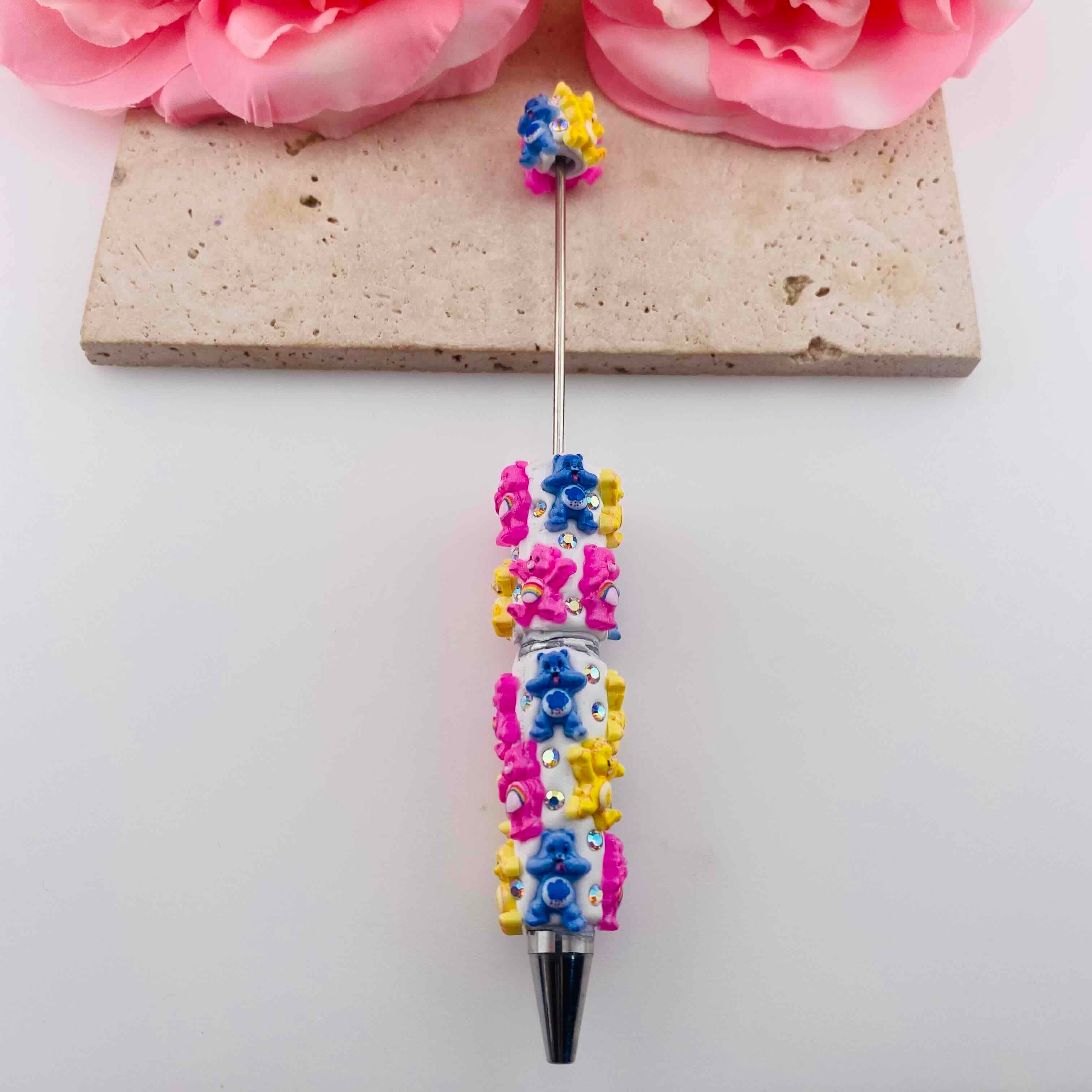 FS19846-Multicolor Bear Clay Beaded Pens