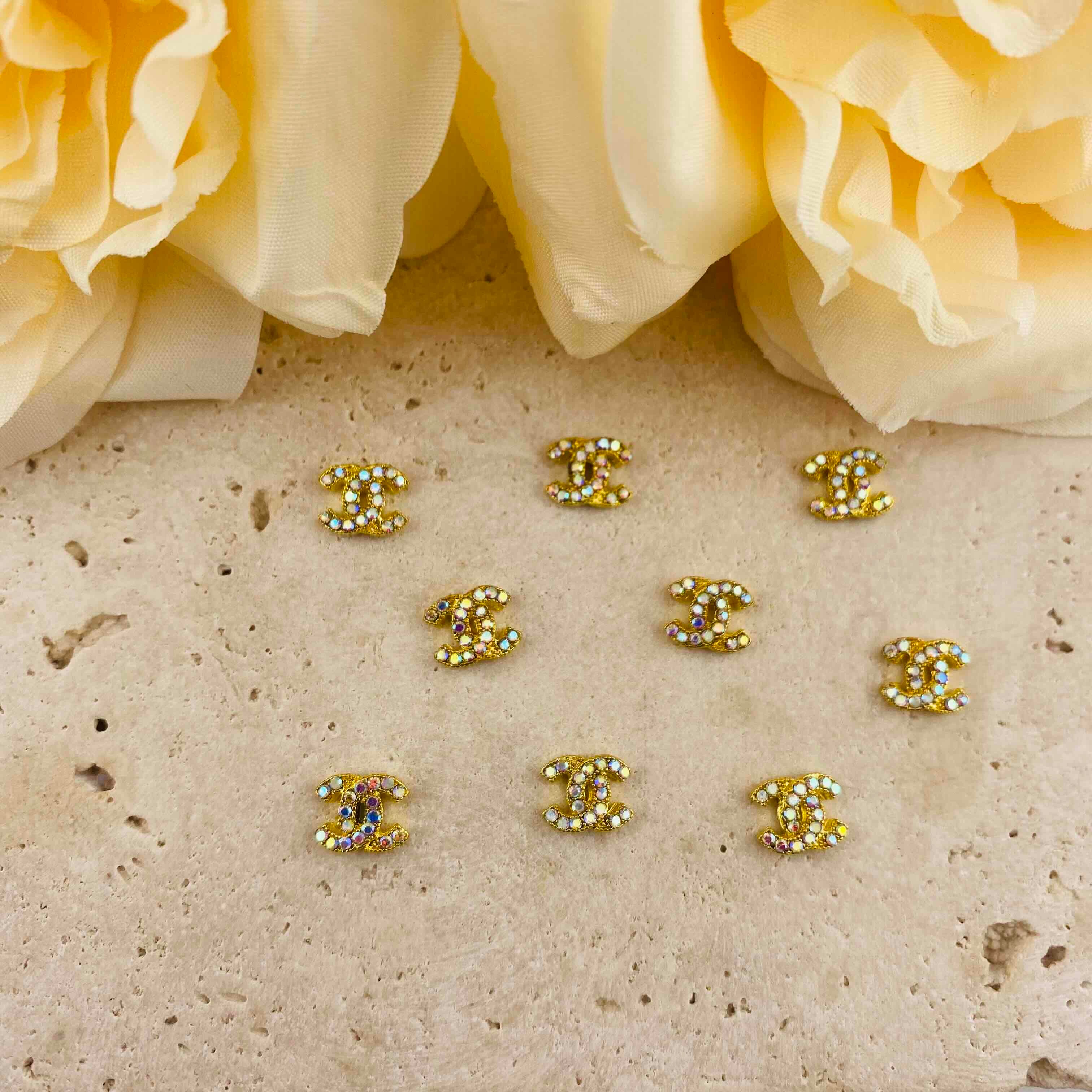 FS4781- 8mm CC Rhinestone Metal Nail Charms