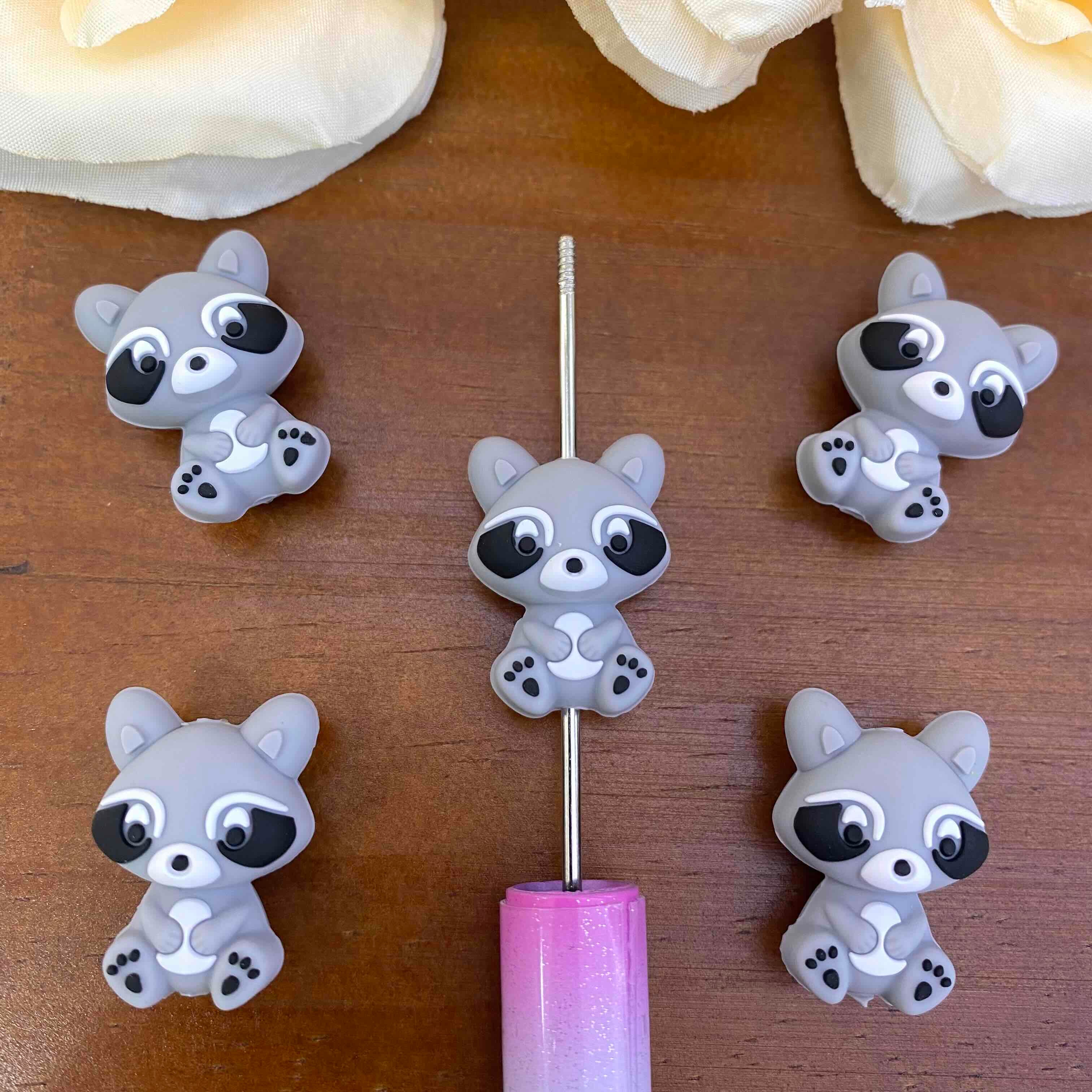 FS20526-3D Raccoon Silicone Focal Beads
