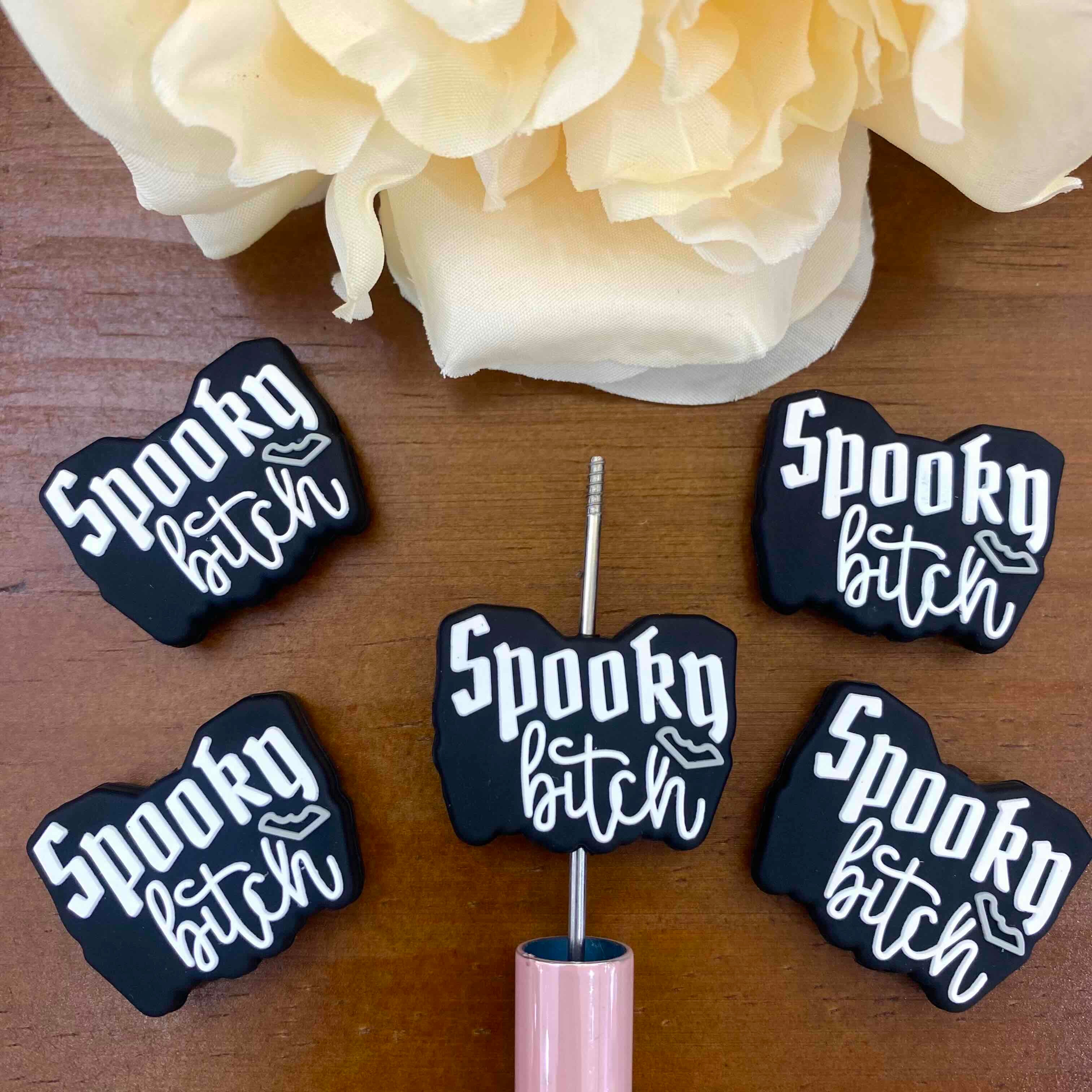 FS20197-Spooky Halloween Quote Flat Silicone Focal Beads