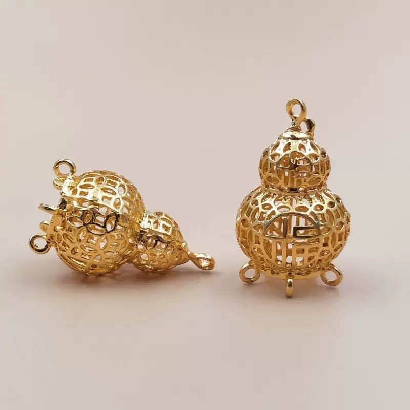 KC Gold  Hollow Cage Beaded Charm Pendant for DIY Jewelry