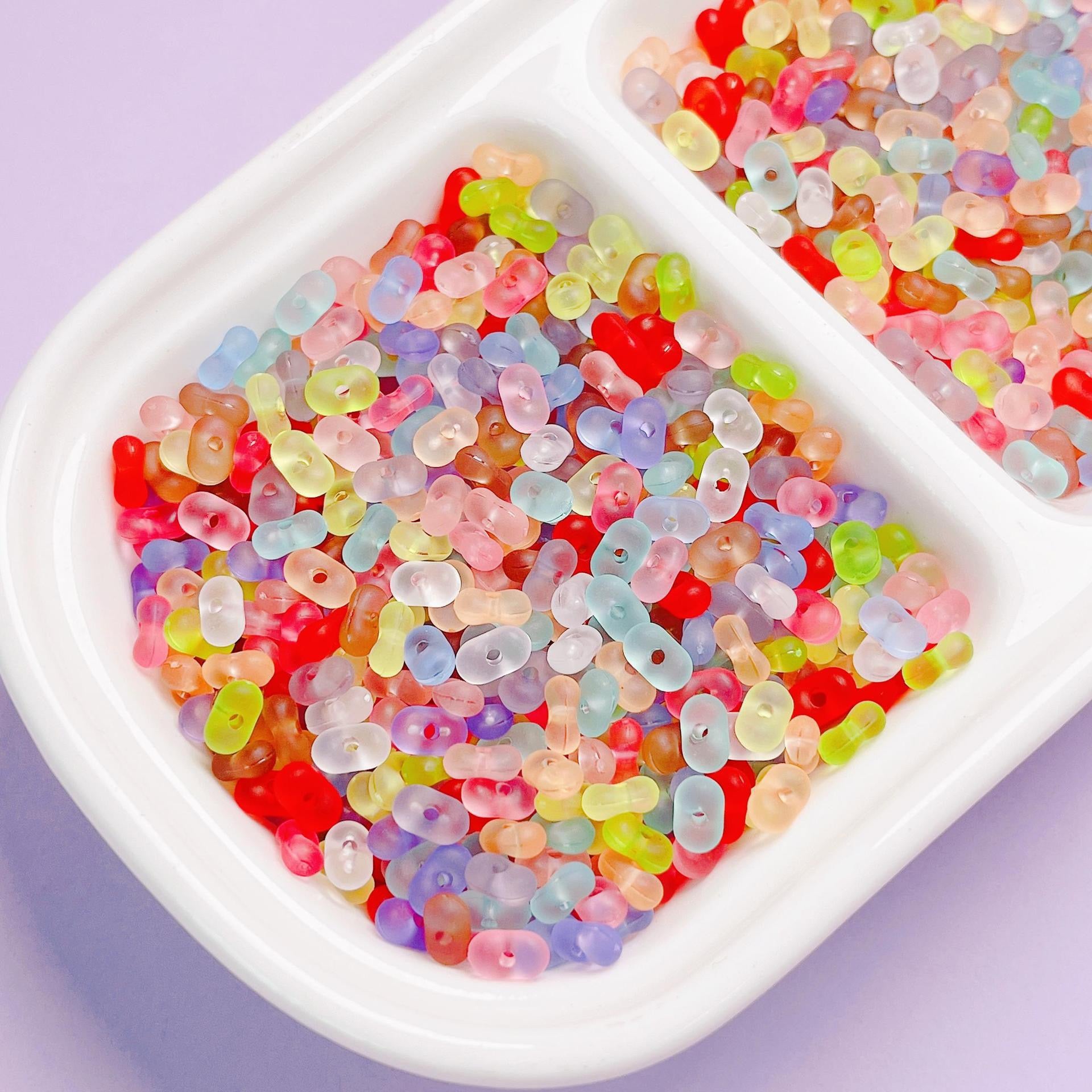 FS2381-3×6mm Clear Frosted Peanut Acrylic Beads For Making Key Chain