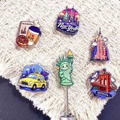 New York City Themed Acrylic Focal Beads, Cute NYC Travel Beads, Statue of Liberty, Taxi, Brooklyn Bridge Beads for DIY Jewelry Making