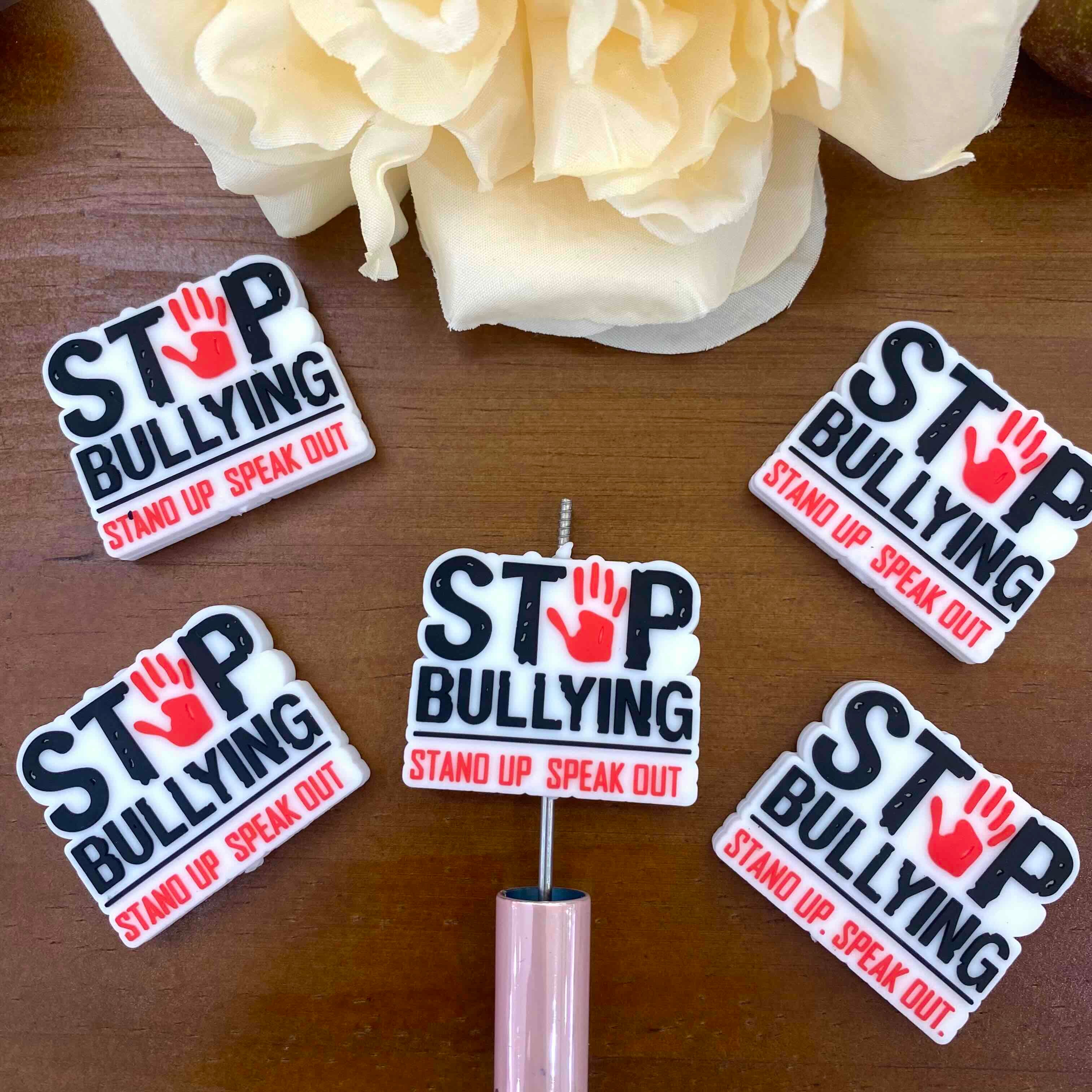 FS20206-Stop Bullying Flat Silicone Focal Beads