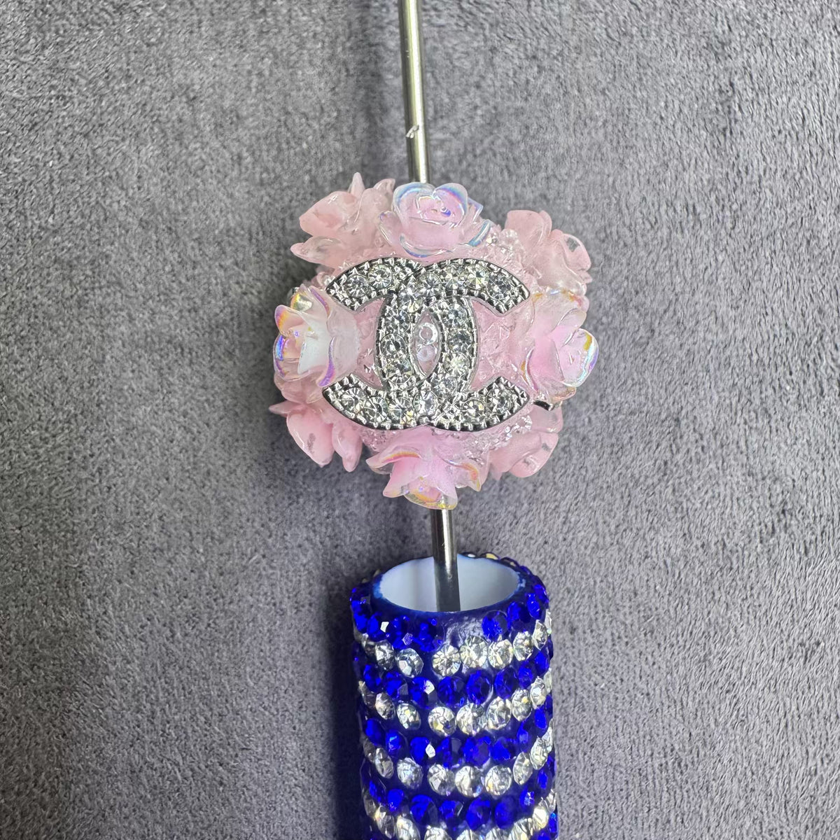 Rose Flower Sugar Beads, Sparkling Rhinestone Decor Large Hole Beads for DIY Beadable Pen, Jewelry Making, Handmade Craft Supplies