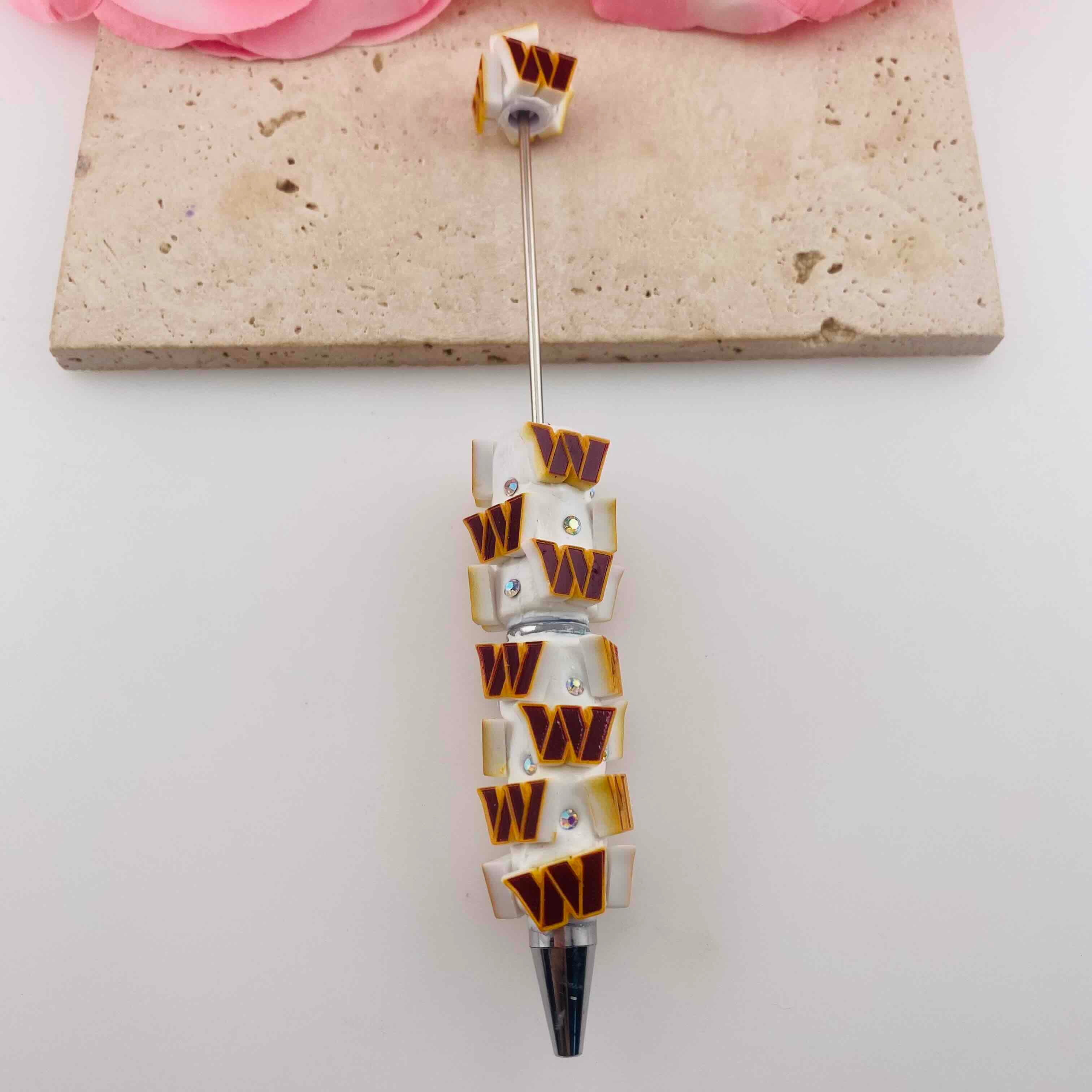 FA19820-Letter W Team Style Clay Beaded Pens