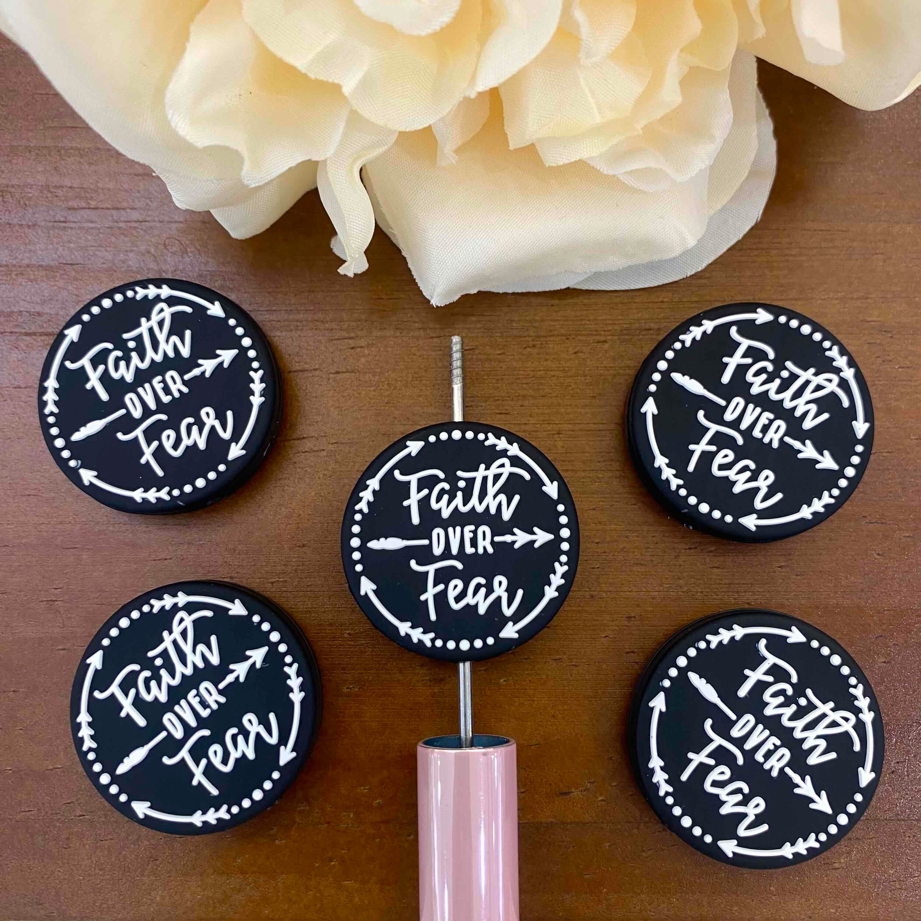 FS20192-Faith Over Fear Flat Silicone Focal Beads