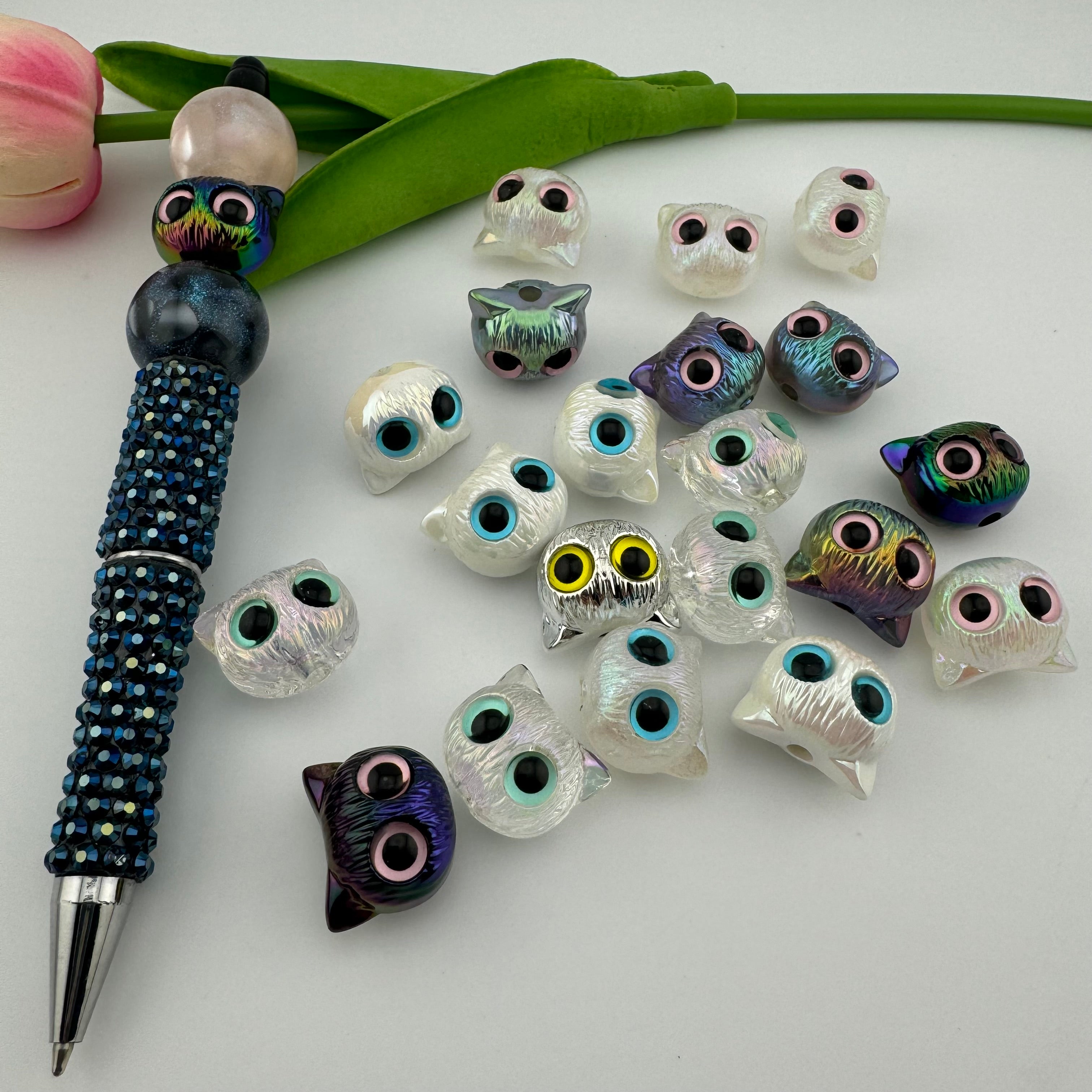 20 Pieces Mixed Color Owl Resin Beads