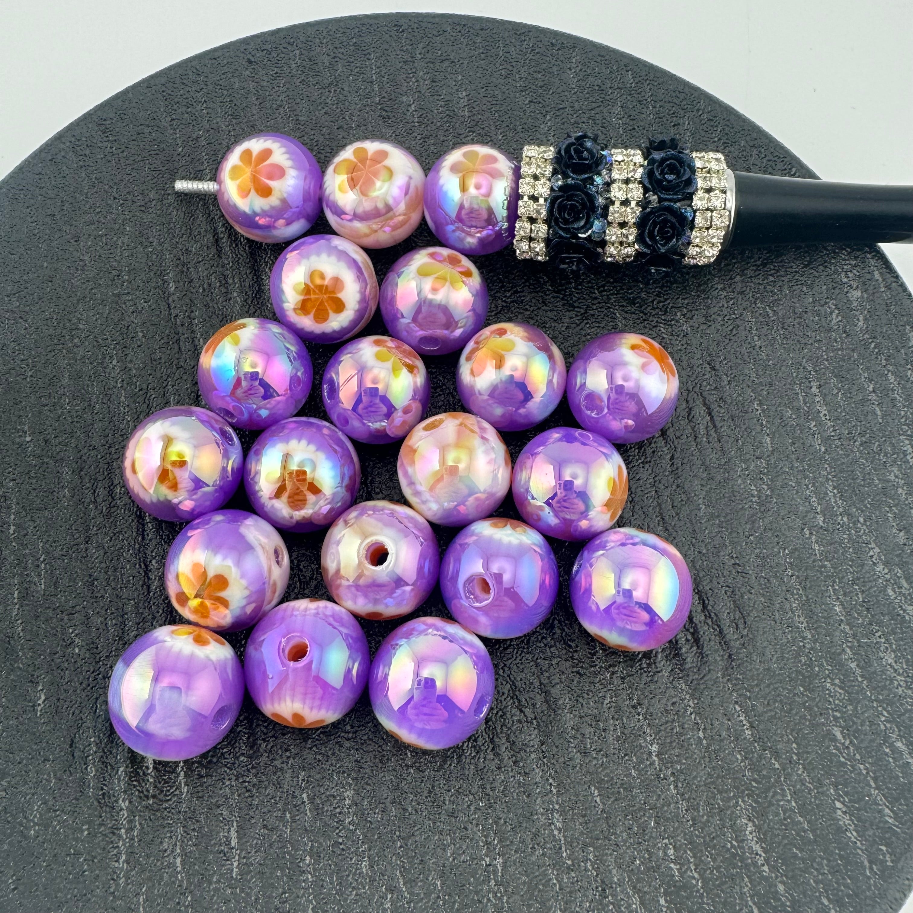 FS2028-16MM Flower Resin Beads Fit For Beadable Pens