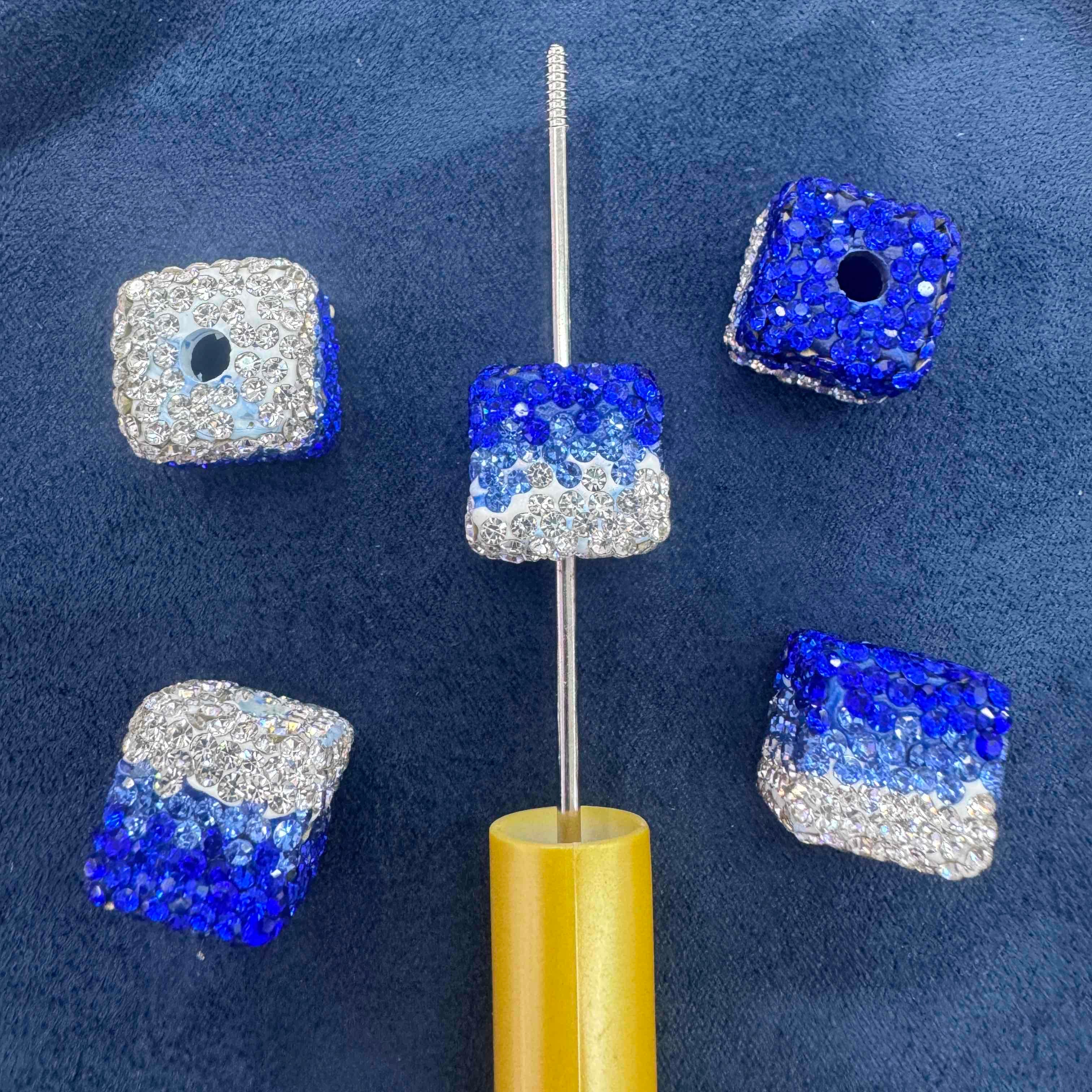 FS20230-16mm  Gradient color Rhinestone Clay Cube Beads