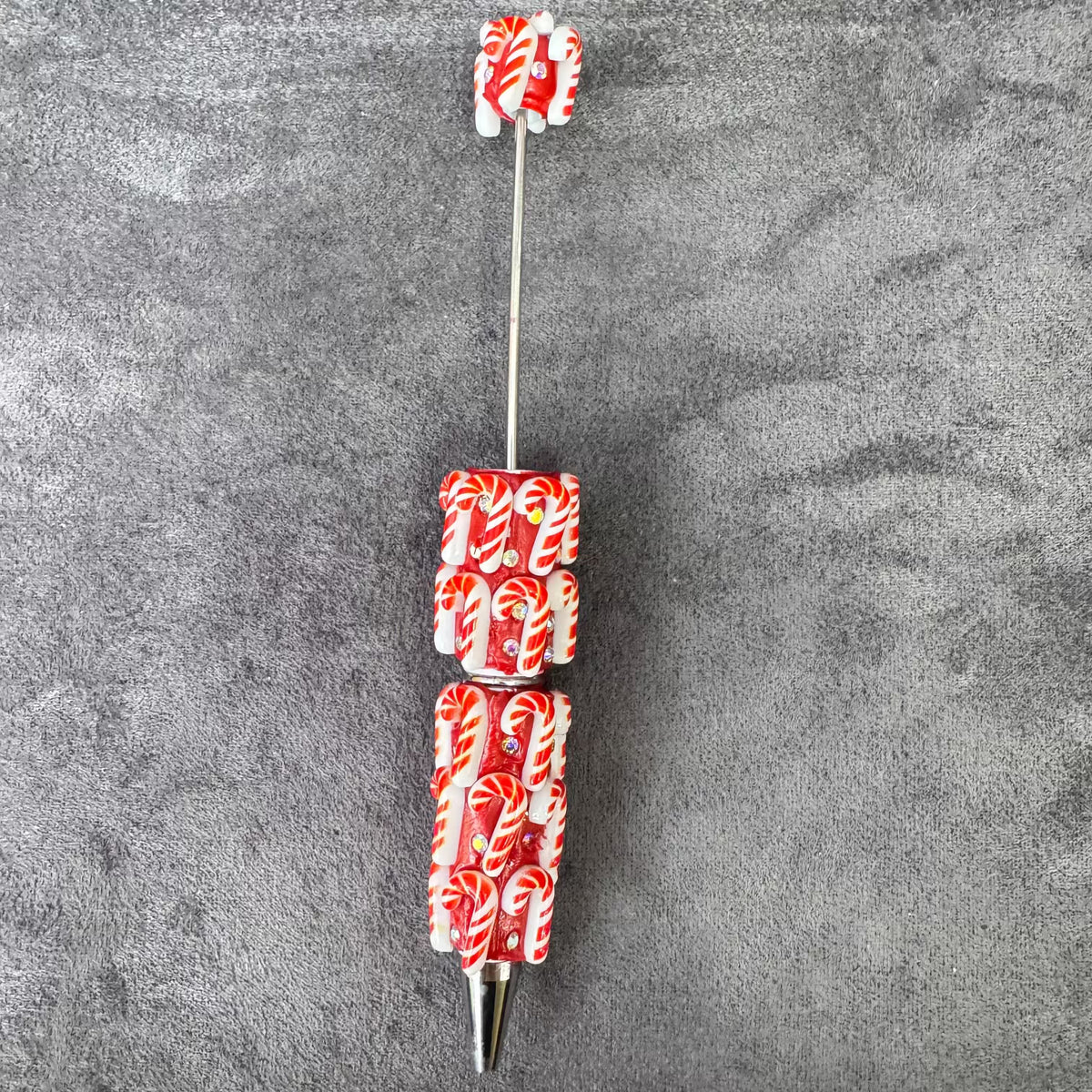 Gingerbread Man Santa Claus Tree and AB Rhinestones Beadable Clay Pens, Christmas Series,Red Clay Base