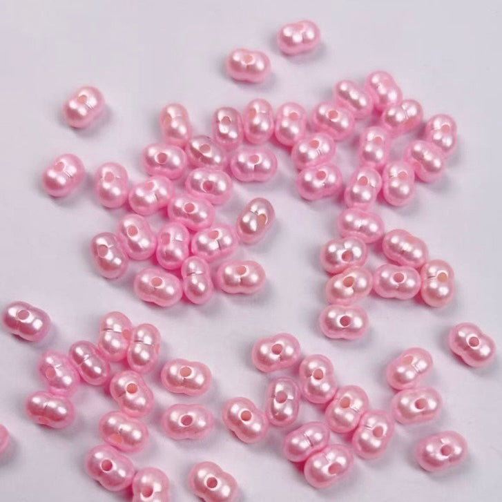 FS2380-5*8mm Solid Color Pearl Looking Peanut Acrylic Beads For Making Keychain