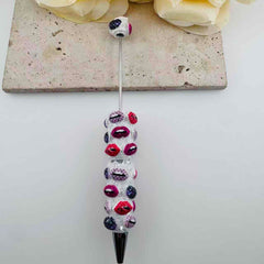 PP18971-Colorful LV Lips Print Fancy Beadable Pens