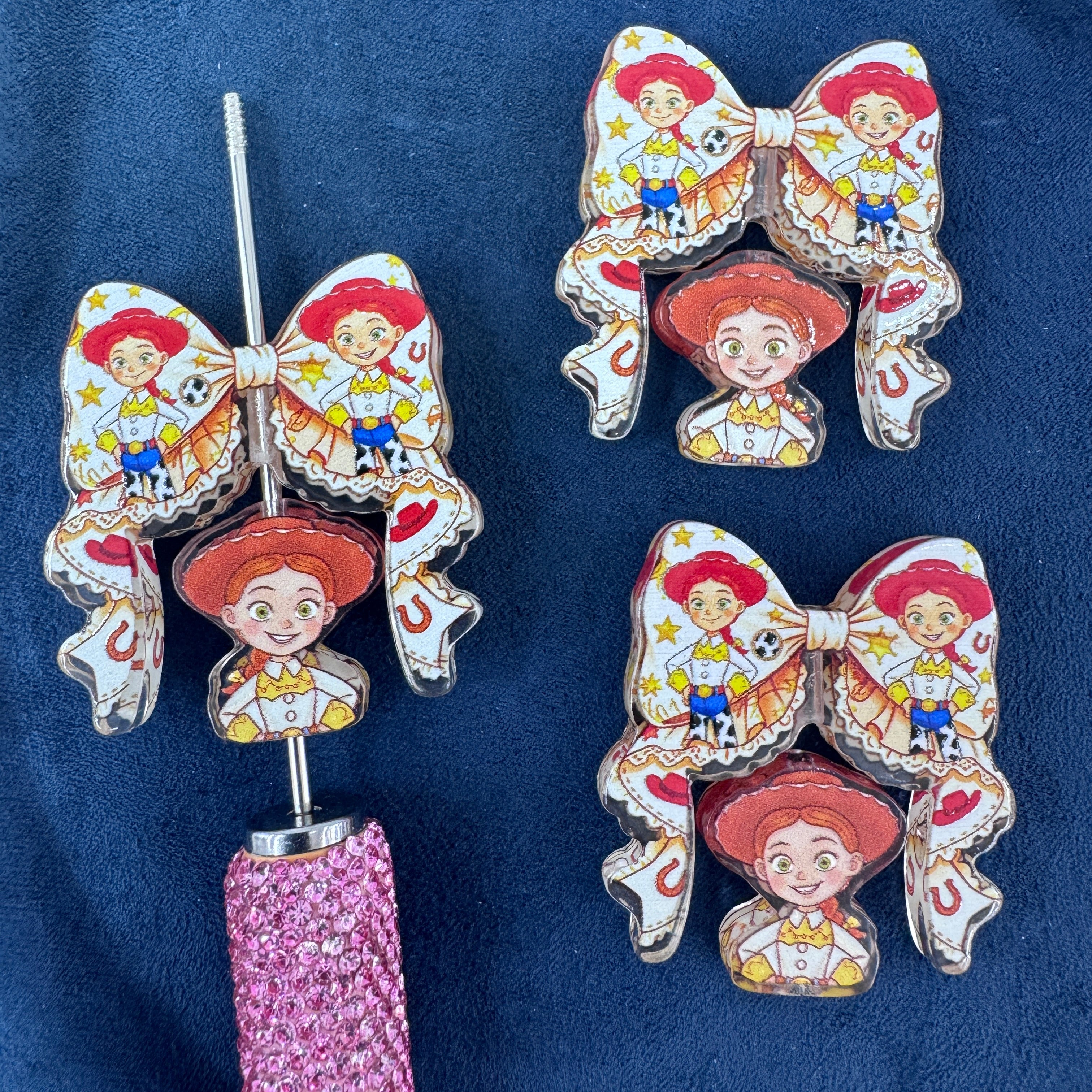 Jessie Printed Acrylic Bow Sets Acrylic Beads