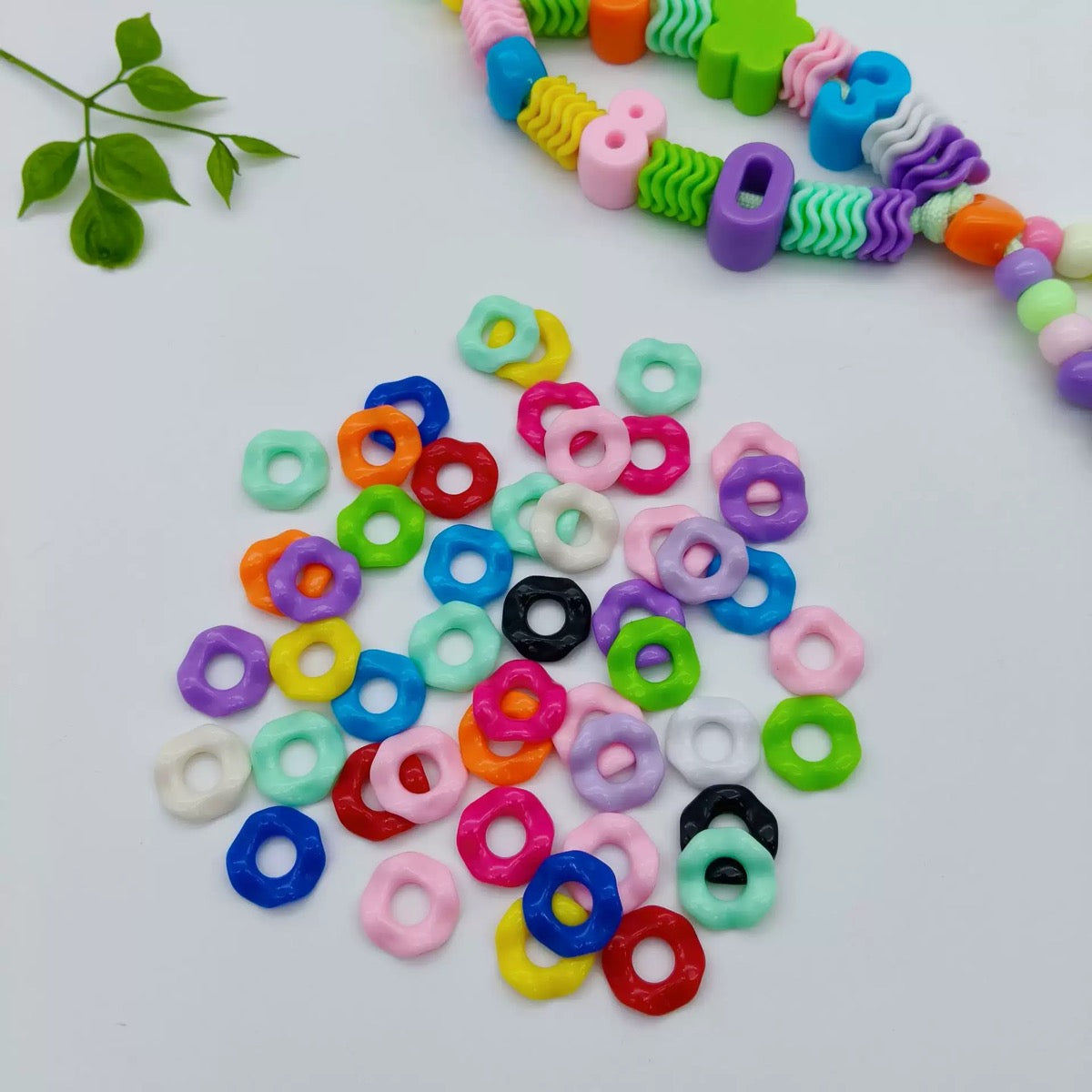 FS19419-About 16mm UV Coating Random Mixed Color Wave Spacer Beads