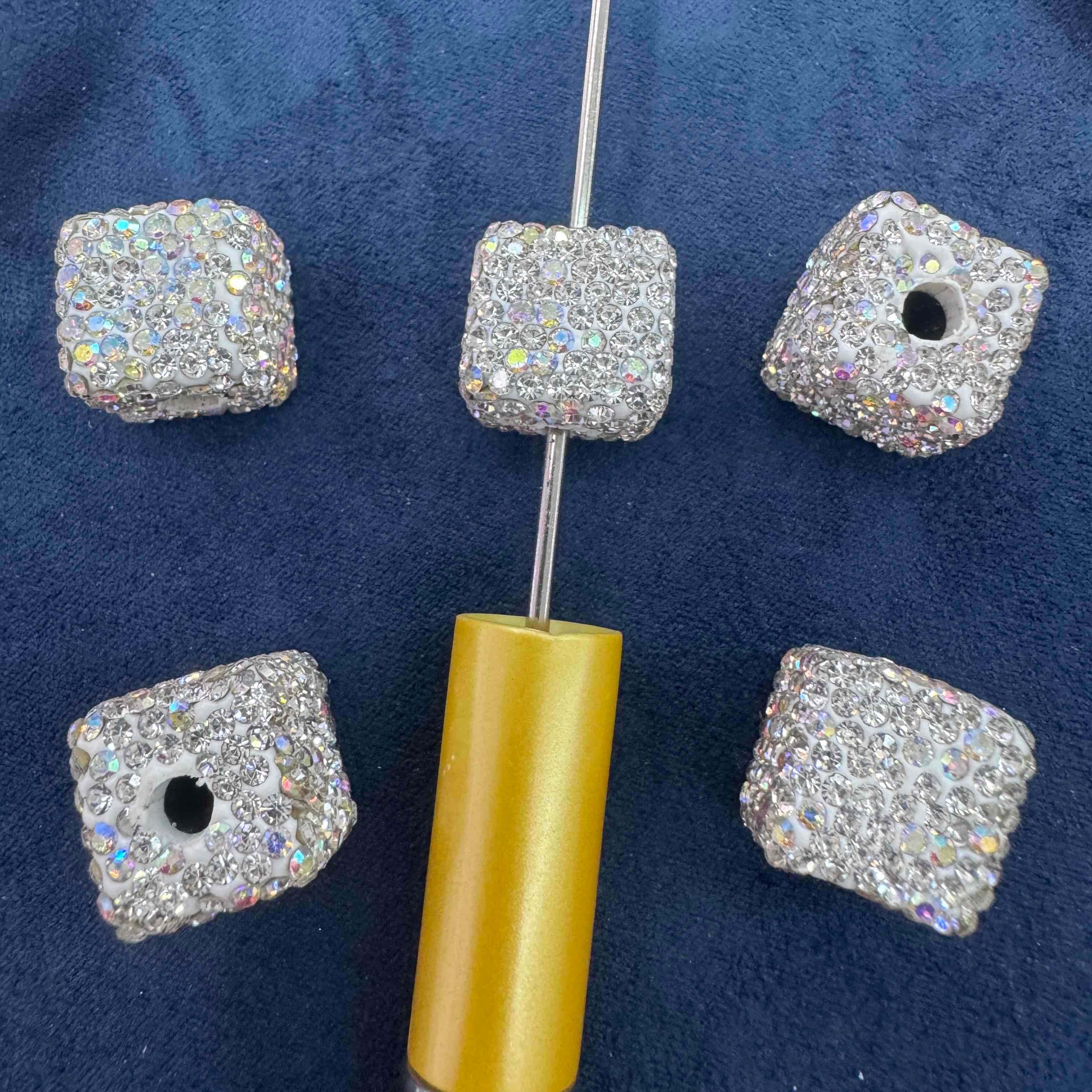 FS20232-16mm AB Color Rhinestone Clay Cube Beads