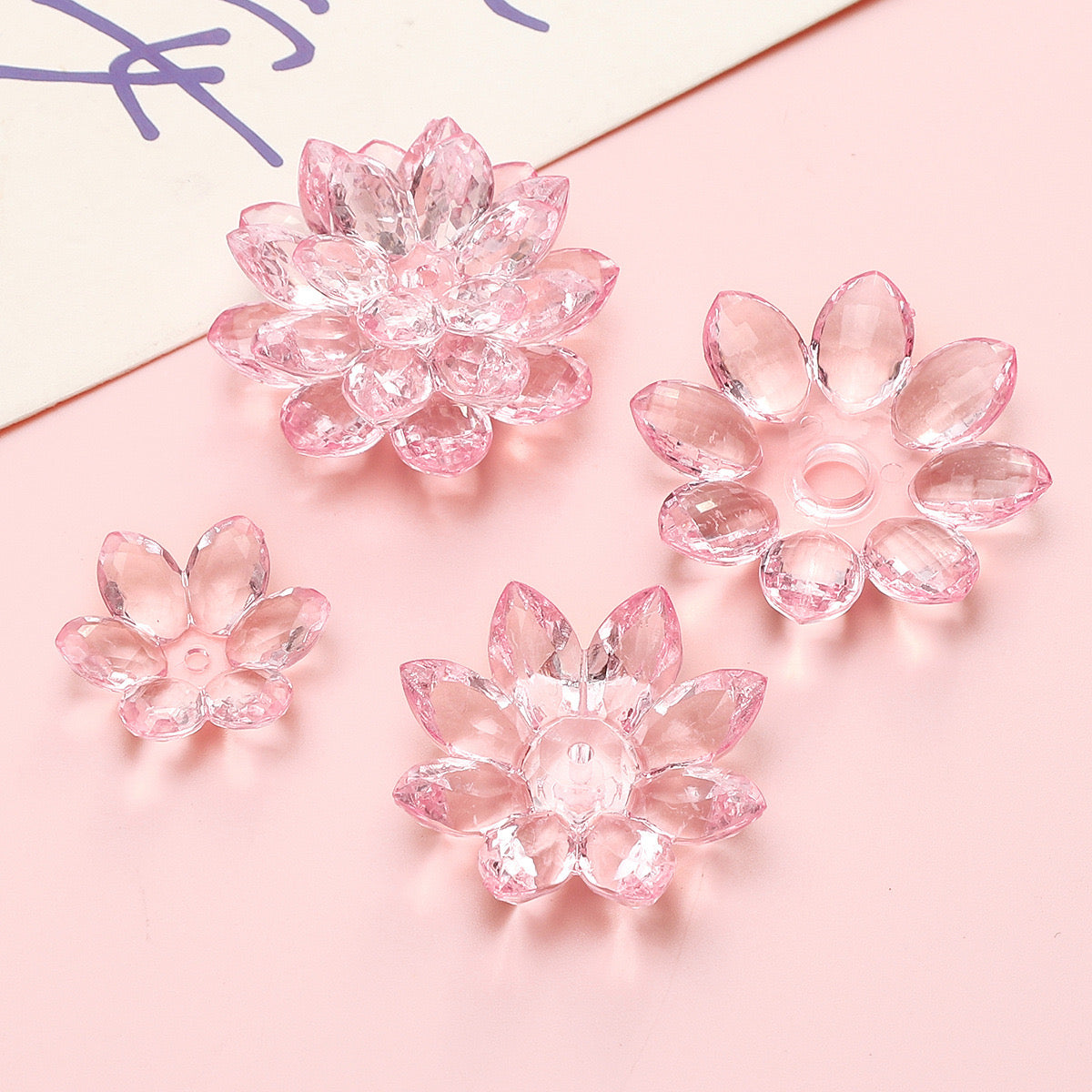 FS2307-Clear Color Lotus Flower (1 Set=24MM Size  +34MM Size +38MM Size )