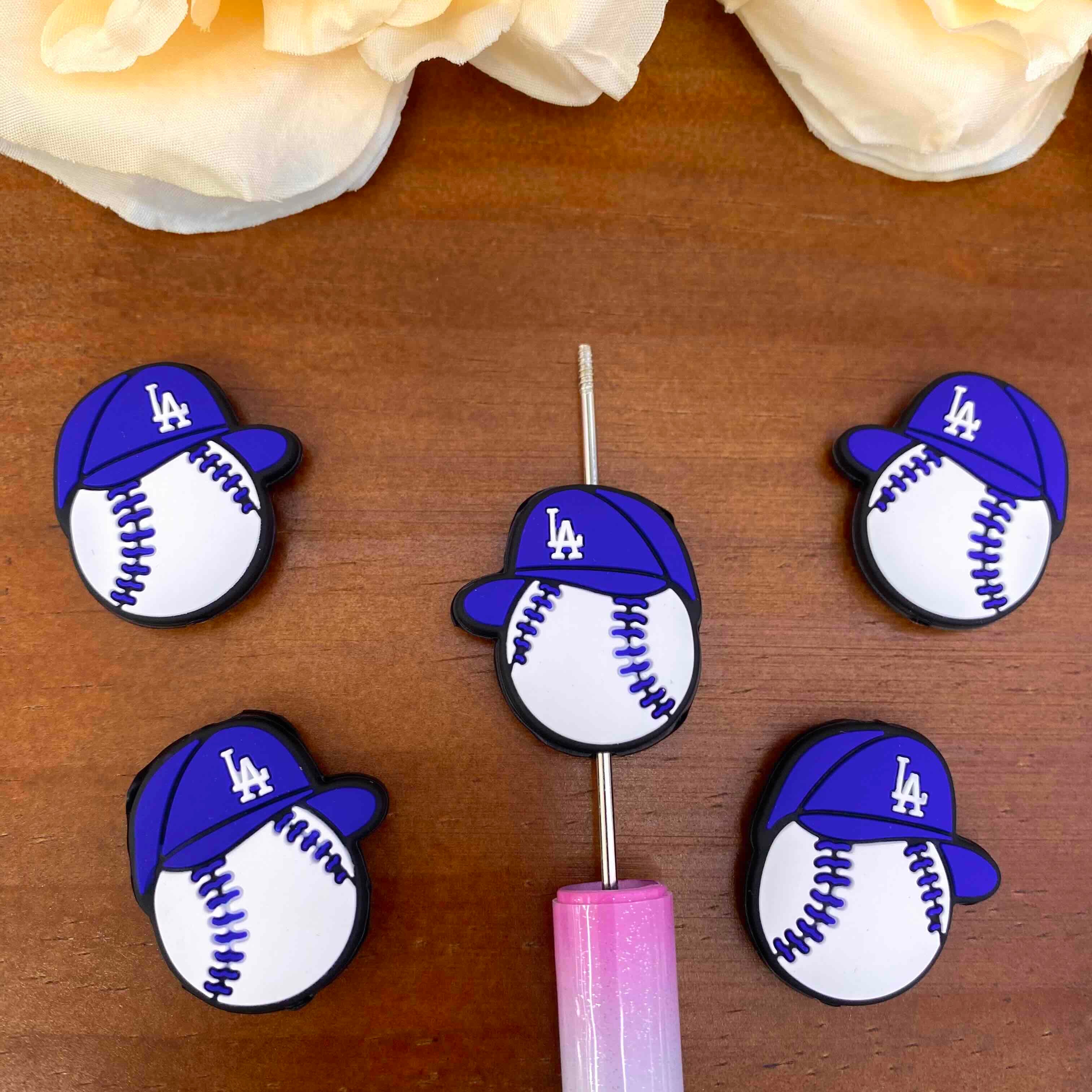 FS20595-LA Dodgers Flat Silicone Focal Beads