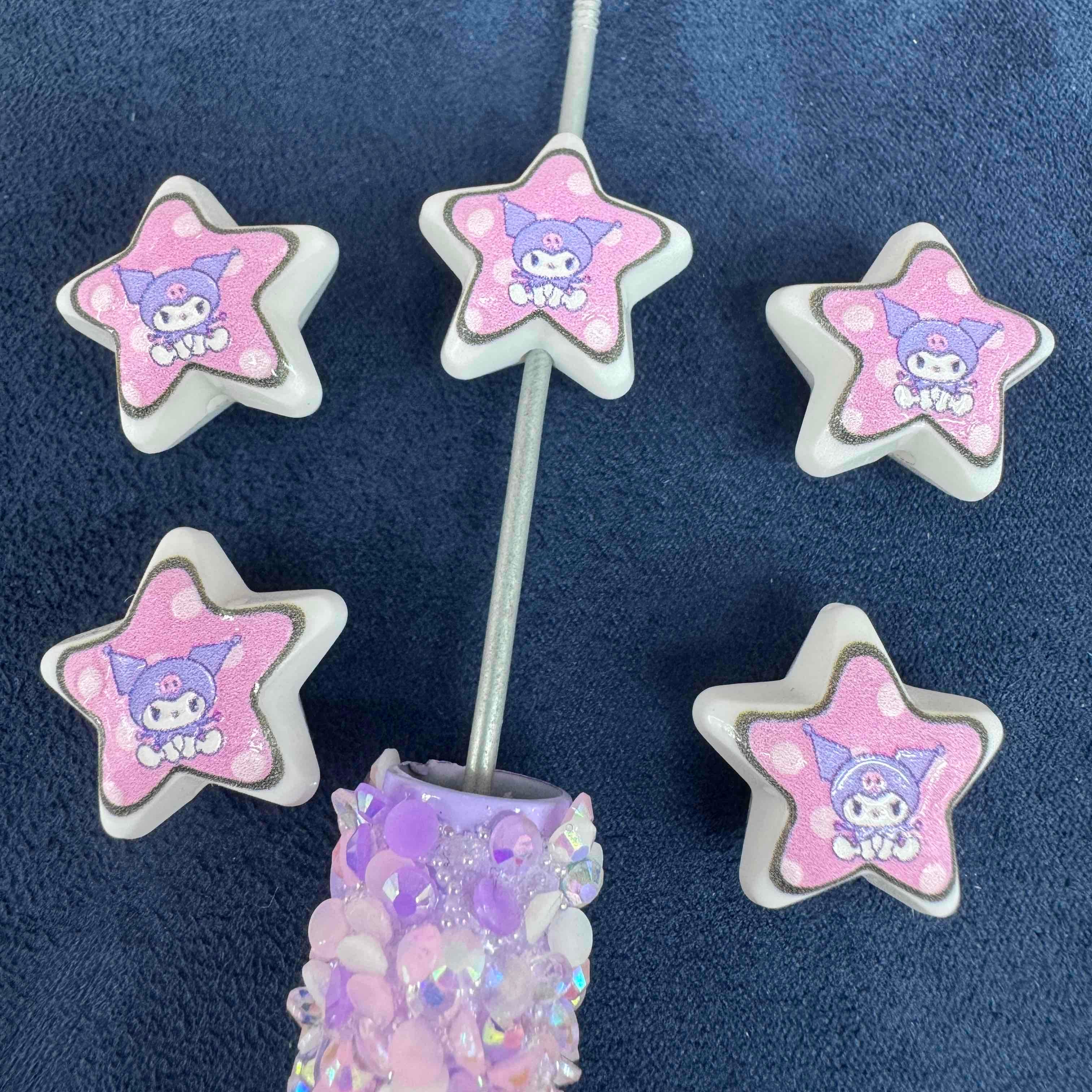 FS20286-Kuromi Star Shaped Acrylic Focal Beads