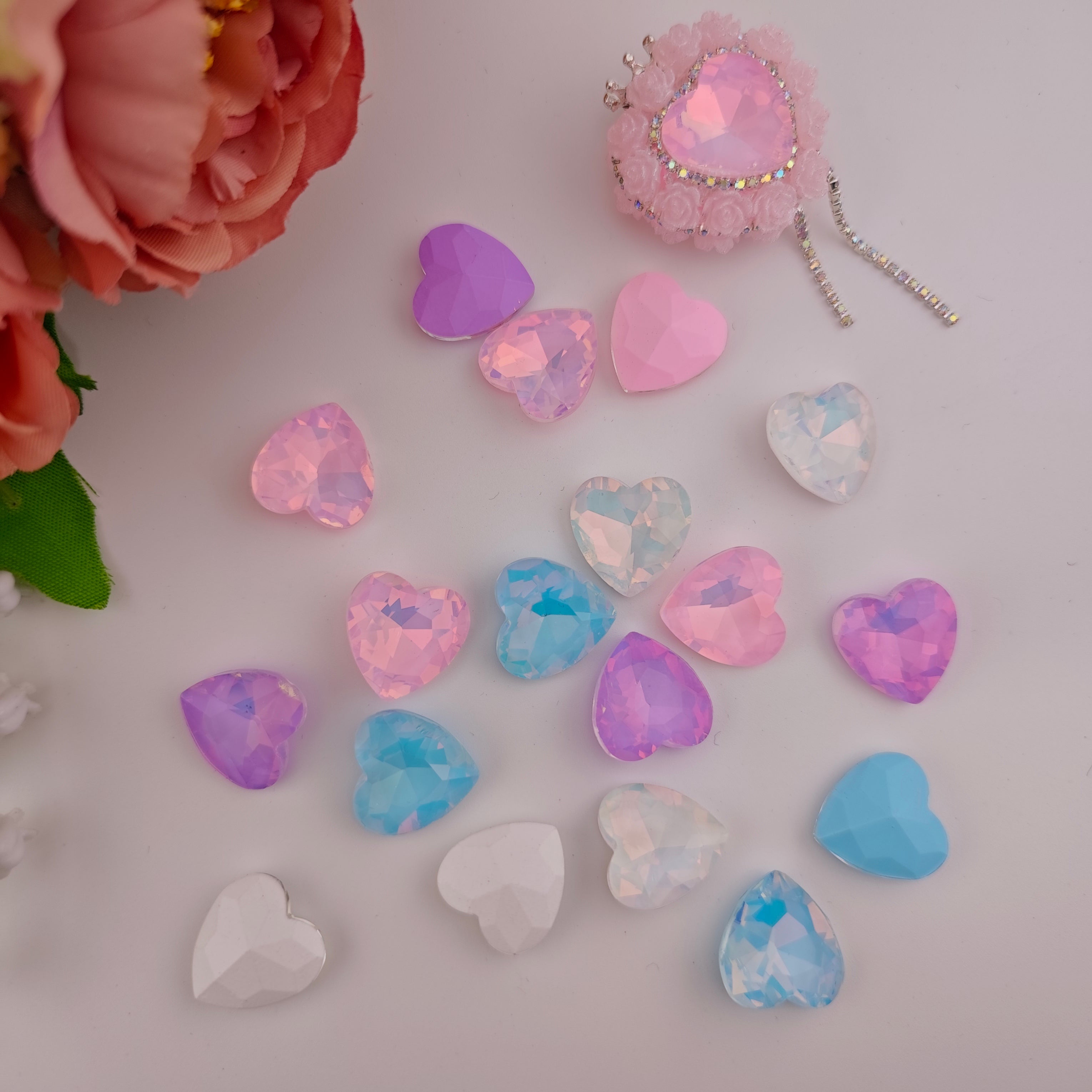 16MM Mixed Color Heart Shape Diamond Crystal For Making Fancy Bead