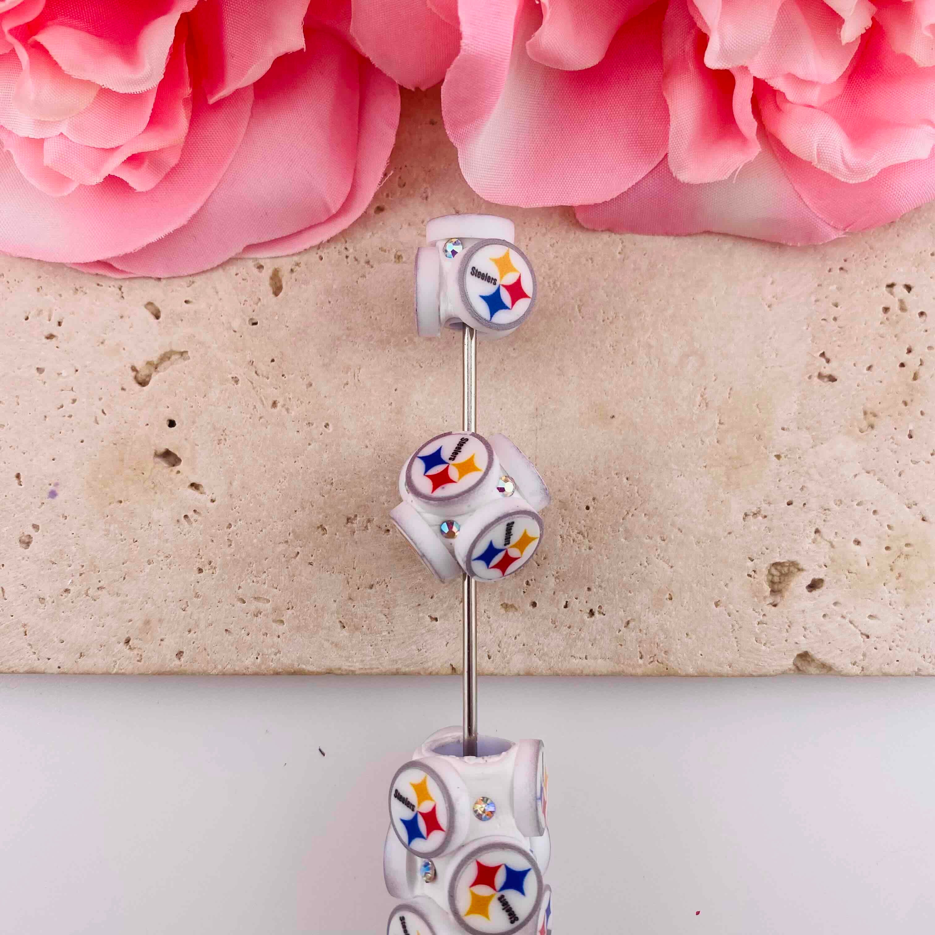 FS19862-About 18*18mm Steelers Four Stars Logo Clay Beads