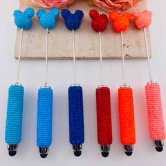 FS19781-Flurescent Mickey Rhinestone Touch Screen Pens