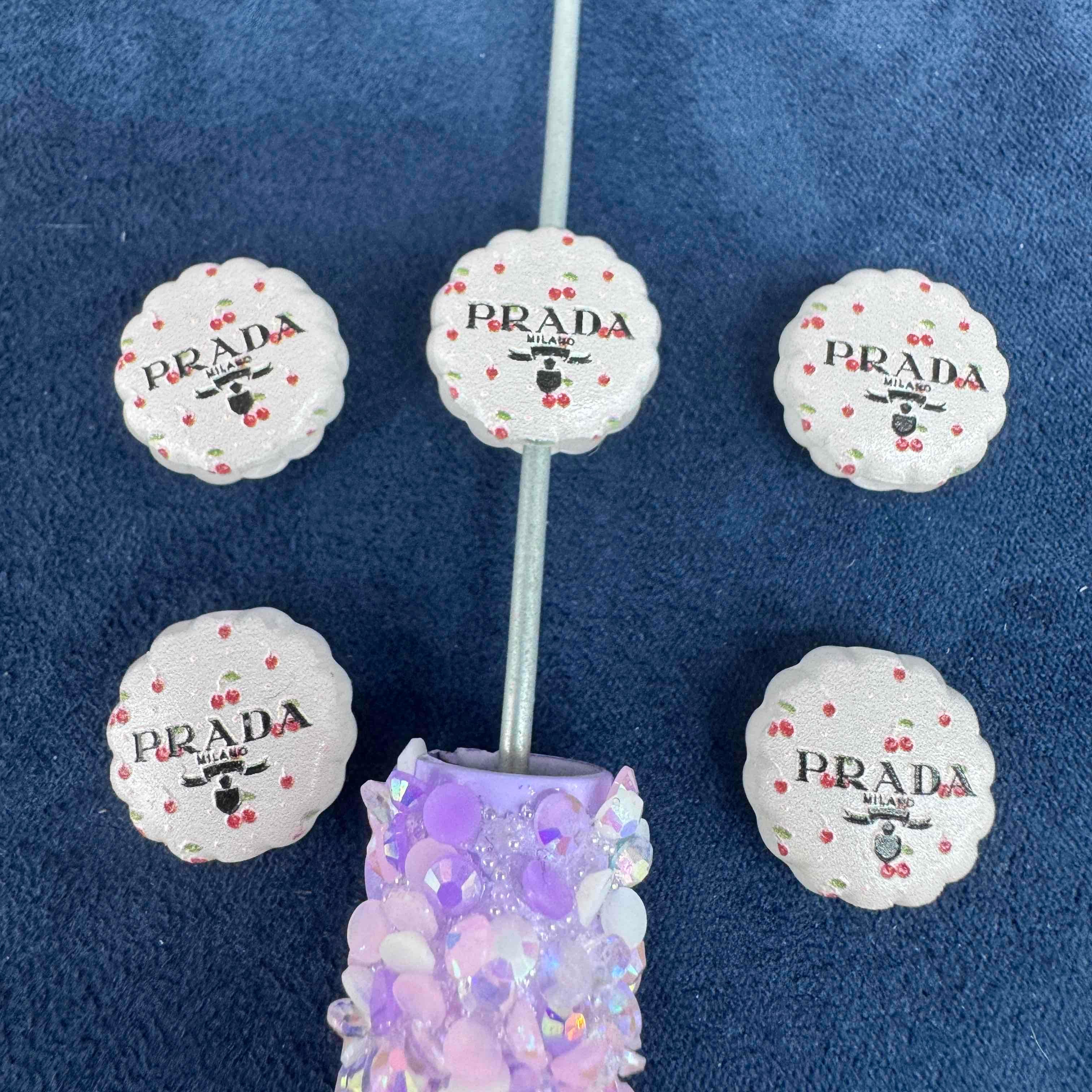 FS20280-Cherry Print Wave Round Acrylic Focal Beads