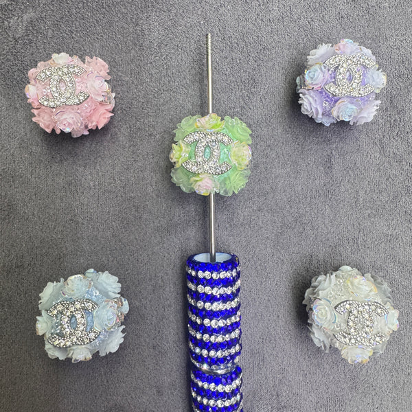 Rose Flower Sugar Beads, Sparkling Rhinestone Decor Large Hole Beads for DIY Beadable Pen, Jewelry Making, Handmade Craft Supplies