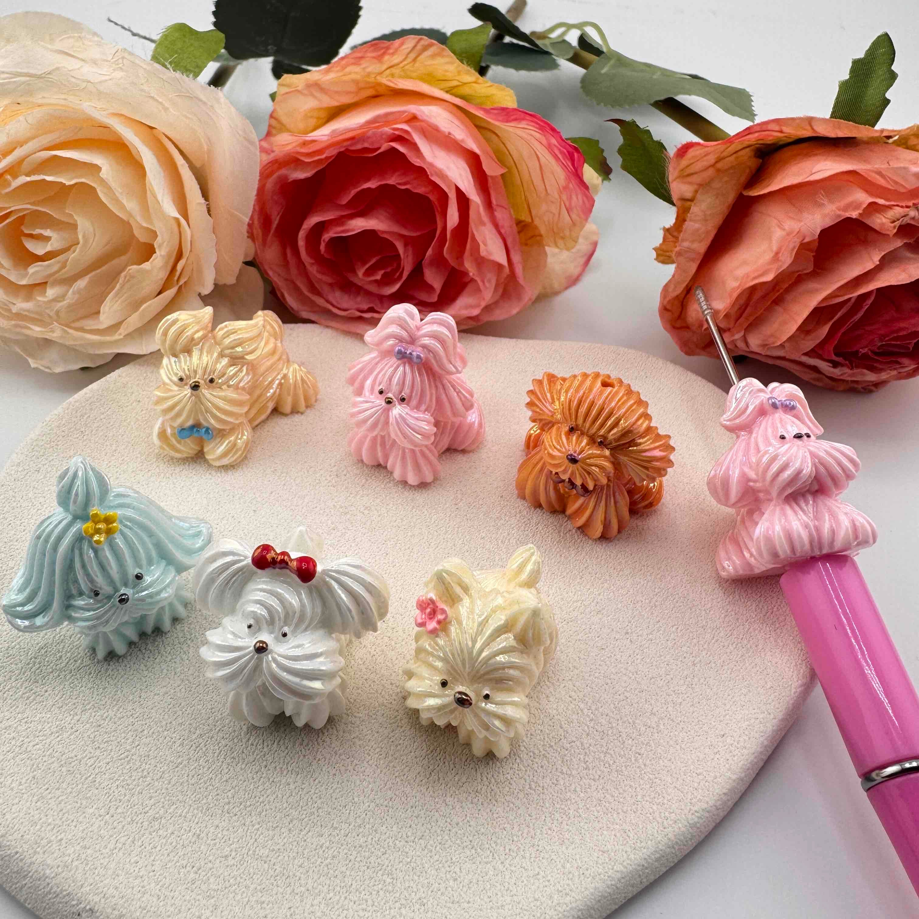 FS10902-Random Mixed Puppy UV Coating Resin Beads For Beadable Pens Keychain Jewelry Making