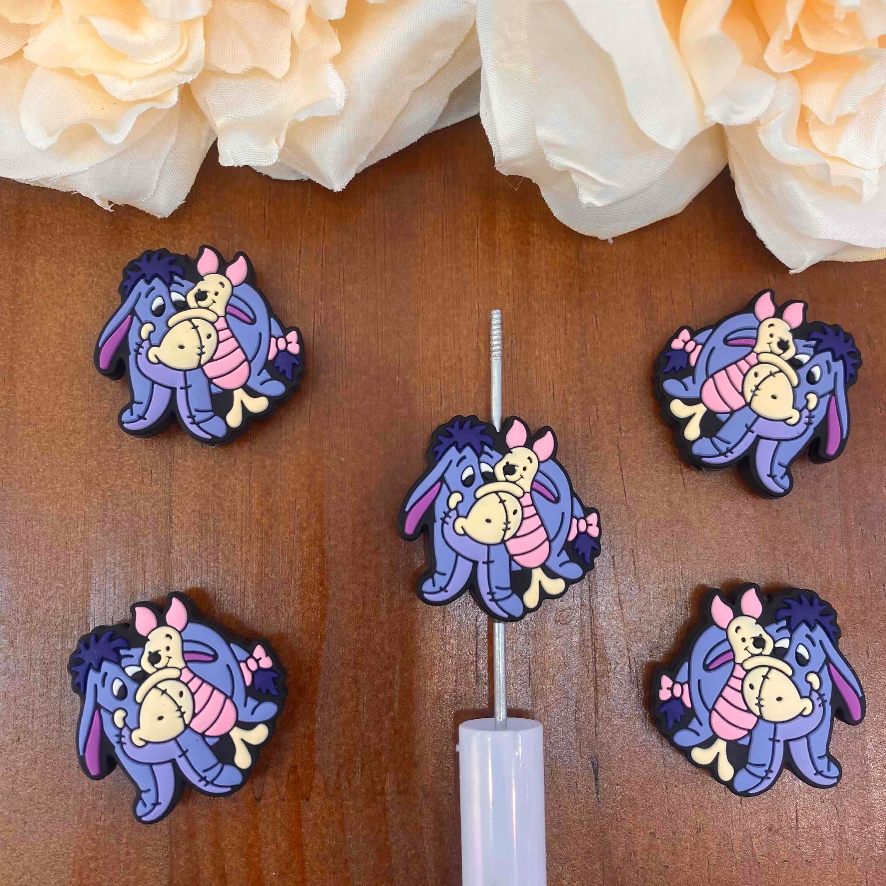 FS20483-Eeyore & Piglet Flat Silicone Focal Beads
